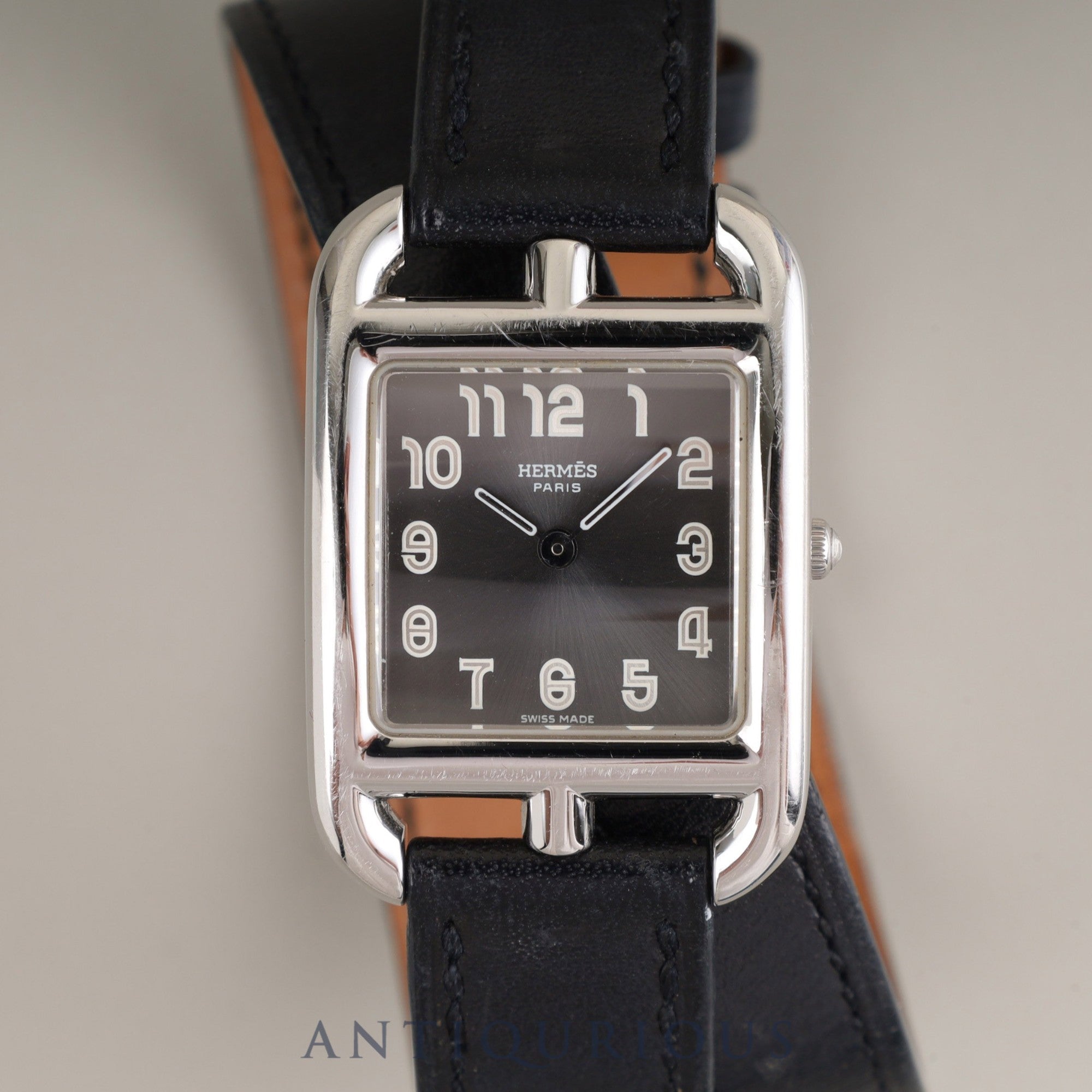 Hermes Cape Cod CC1.210 Quartz Cal.976.001 SS Genuine leather strap (□E stamp: 2001) Genuine buckle (SS) Gray Arabic dial Overhauled