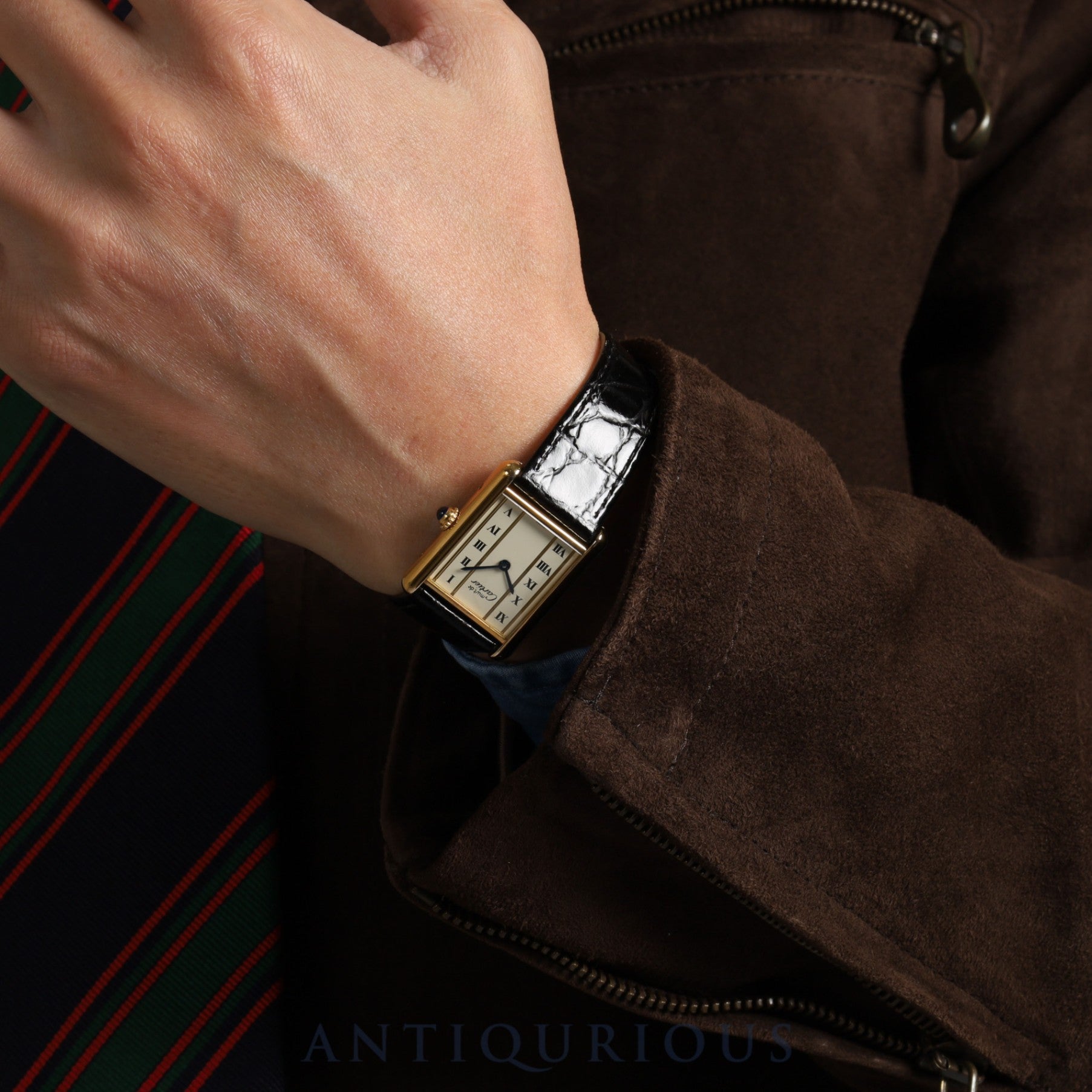 カルティエ マストタンク LM 590005 クォーツ Cal.90 SV925 革 純正尾錠(GP) ストレートローマン文字盤 オーバーホール済み