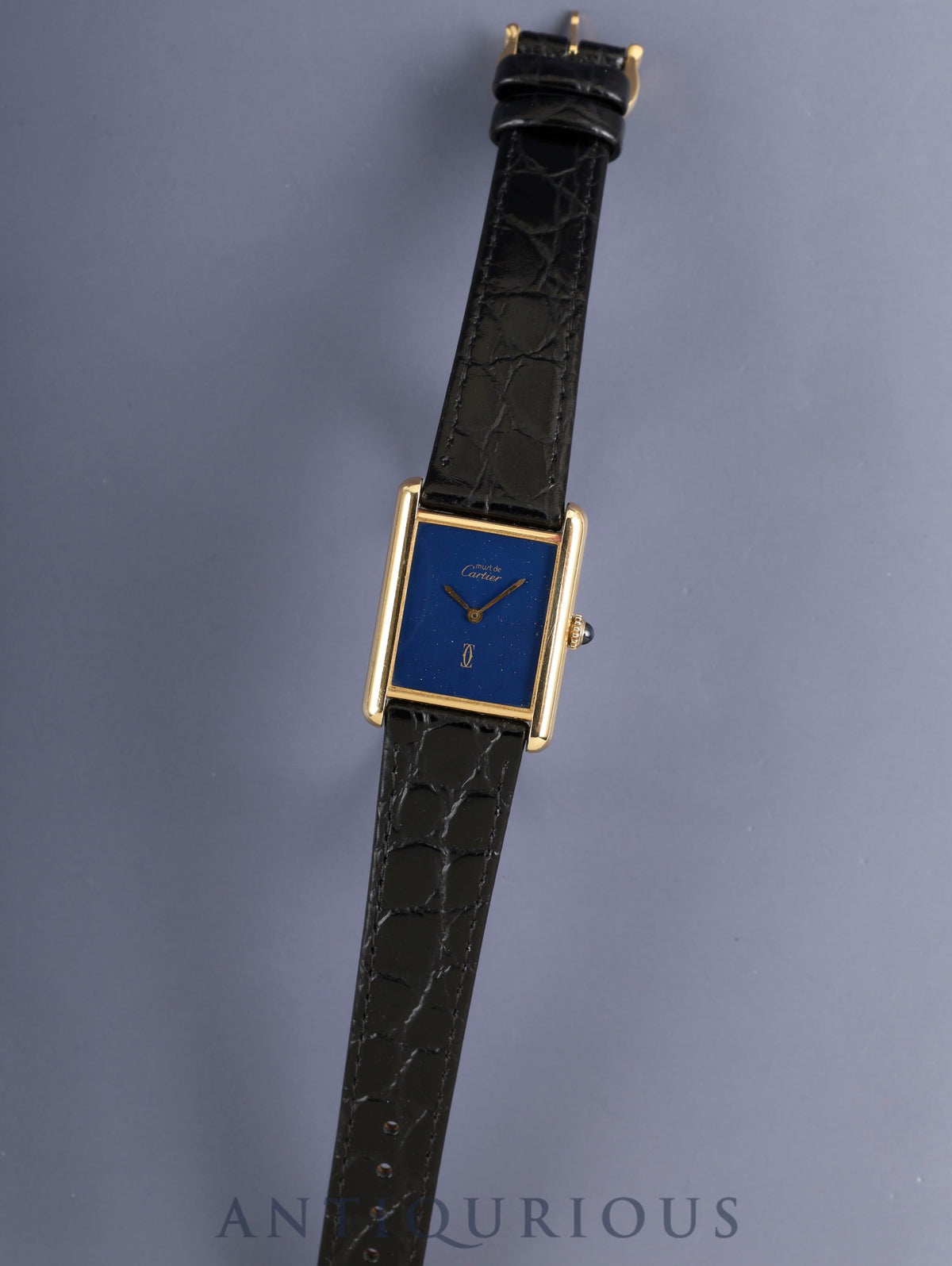カルティエ マストタンク LM 6 手巻き Cal.78-1 SV925 革 純正ピンバックル(GP)ラピスラズリ文字盤(SWISS表記)純正レザーベルト付き オーバーホール済み