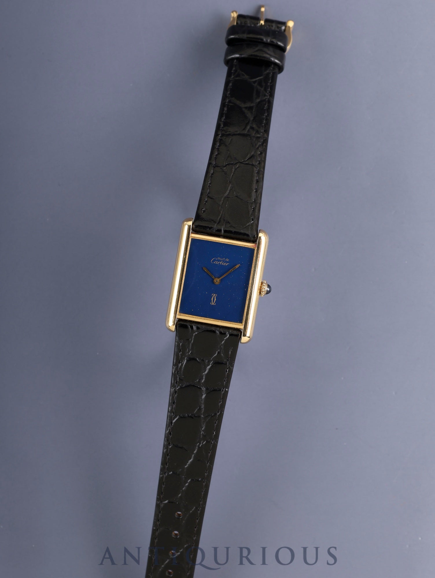 カルティエ マストタンク LM 6 手巻き Cal.78-1 SV925 革 純正ピンバックル(GP)ラピスラズリ文字盤(SWISS表記)純正レザーベルト付き オーバーホール済み