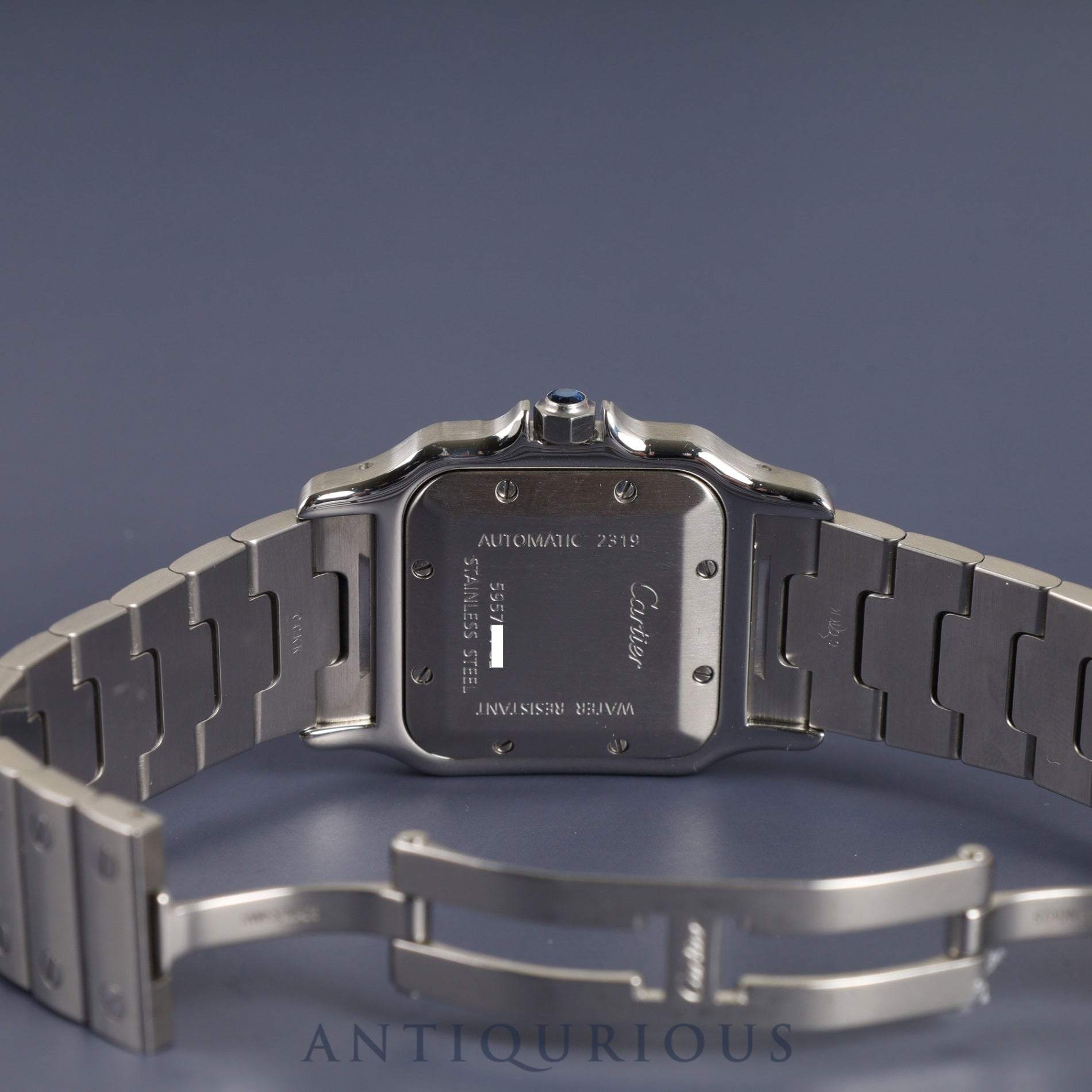 Cartier Santos Galbee LM 2319 Automatic Caliber - Stainless Steel Silver Guilloche Dial 29 x 40mm Box Booklet Overhauled