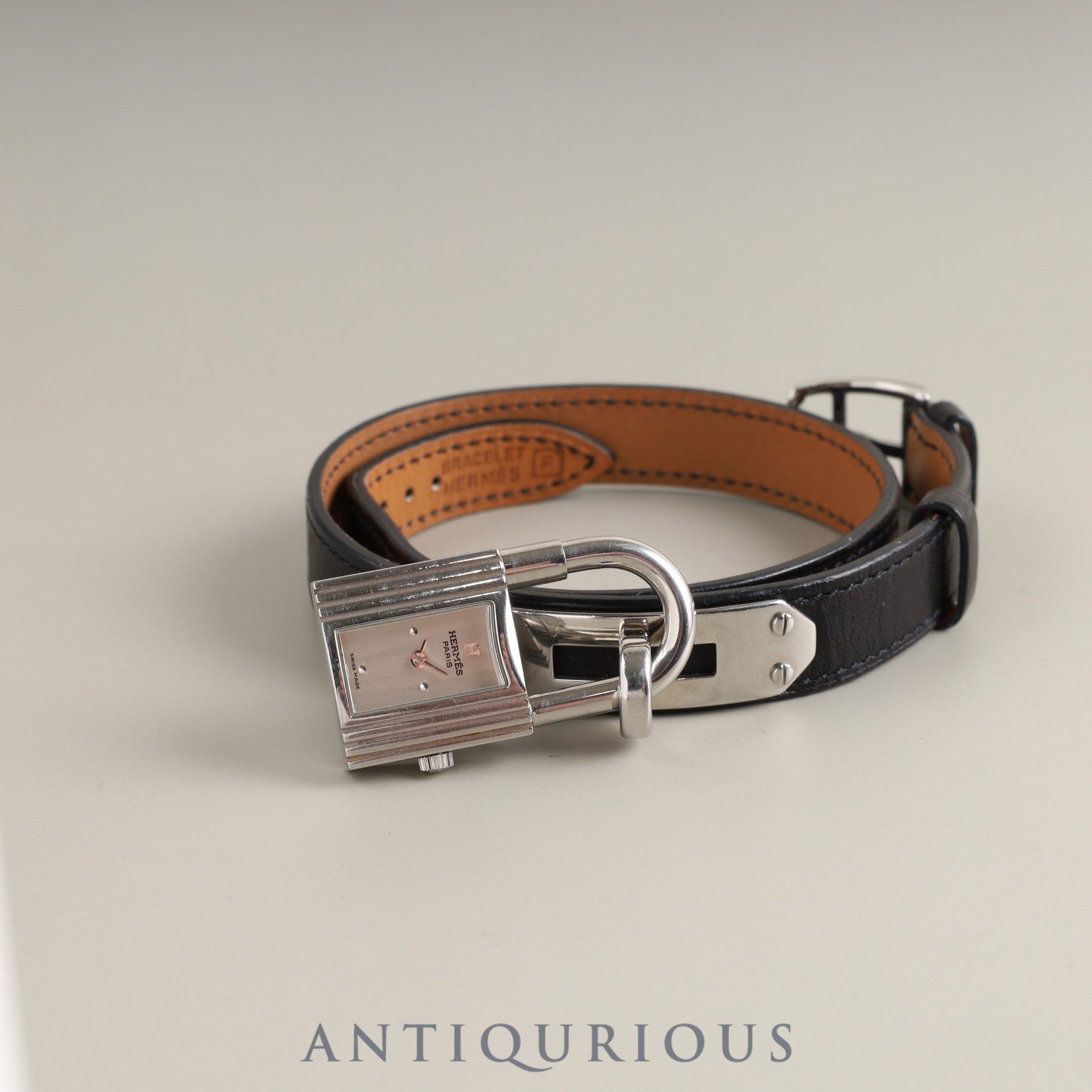 Hermes Kelly Watch KE1.210 Quartz Cal.901.001 SS Genuine leather strap (□F stamp: 2002) Genuine buckle (SS) Silver dial Box Booklet Card Warranty (2004) Overhauled