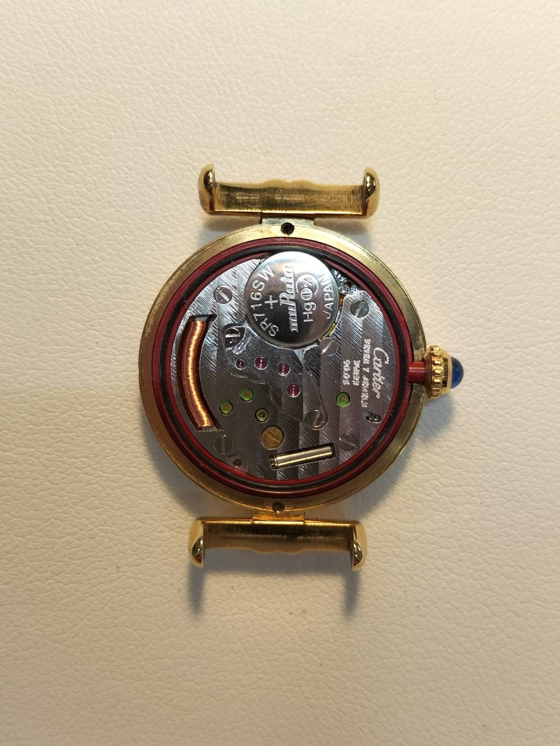 Cartier Must Colisee W1006654 / 590002 Quartz Cal.90.06 SV925 Leather Third party buckle (GP) Trinity dial Box Warranty (1995) Overhauled