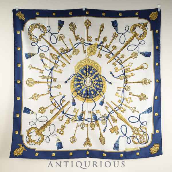 エルメス スカーフ カレ90 LES CLES 鍵 SILK100%