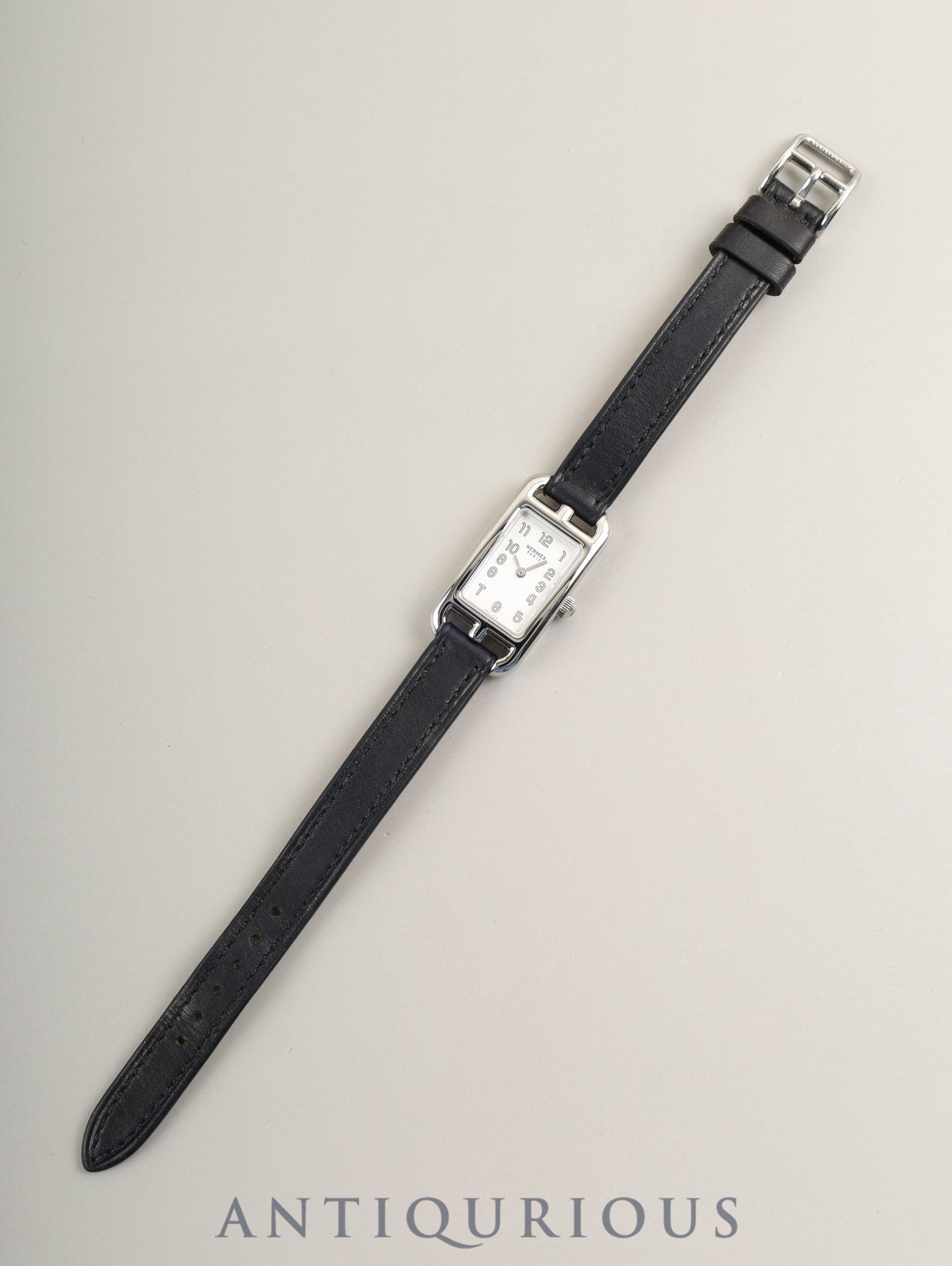 Hermès Nantucket NA2.110 Quartz Cal. ETA280.002 SS Genuine leather strap (U stamp: 2022) Genuine pin buckle (SS) Silver Arabic dial Box Manual Overhauled