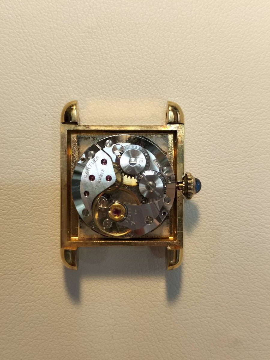 カルティエ マストタンク SM 手巻き Cal.78-1 SV925 純正革ベルト 純正尾錠(GP) アイボリーローマン文字盤 オーバーホール済み