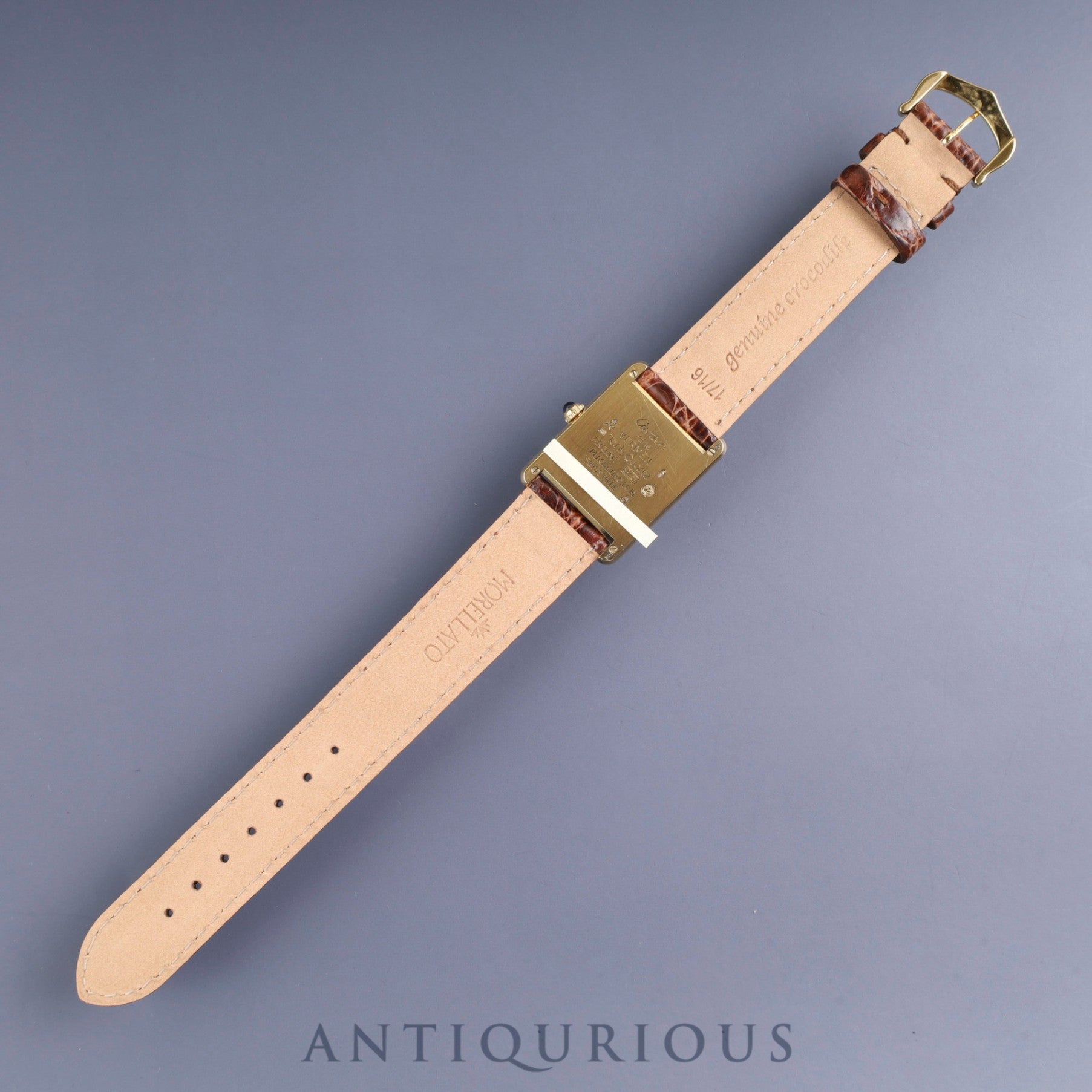 Cartier Must Tank LM W1005654 / 590005 Quartz Caliber 90 SV925 Leather Strap with Genuine GP Buckle, Opalescent Dial, Overhauled