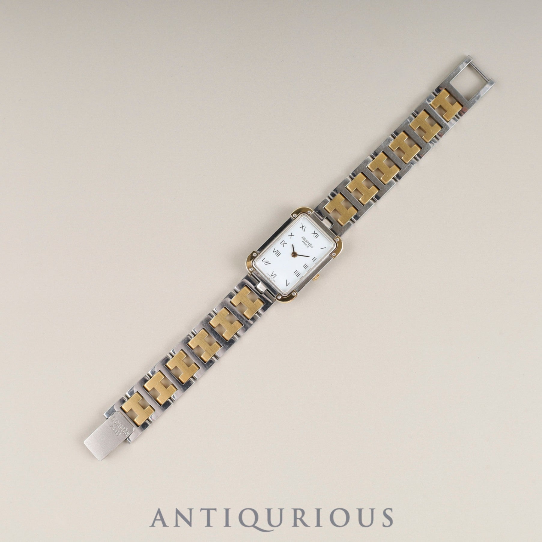 Hermès Cloajour CR1.240 Quartz Cal.976.001 SS/GP SS/GP White Dial Box Booklet Warranty (1996) Overhauled