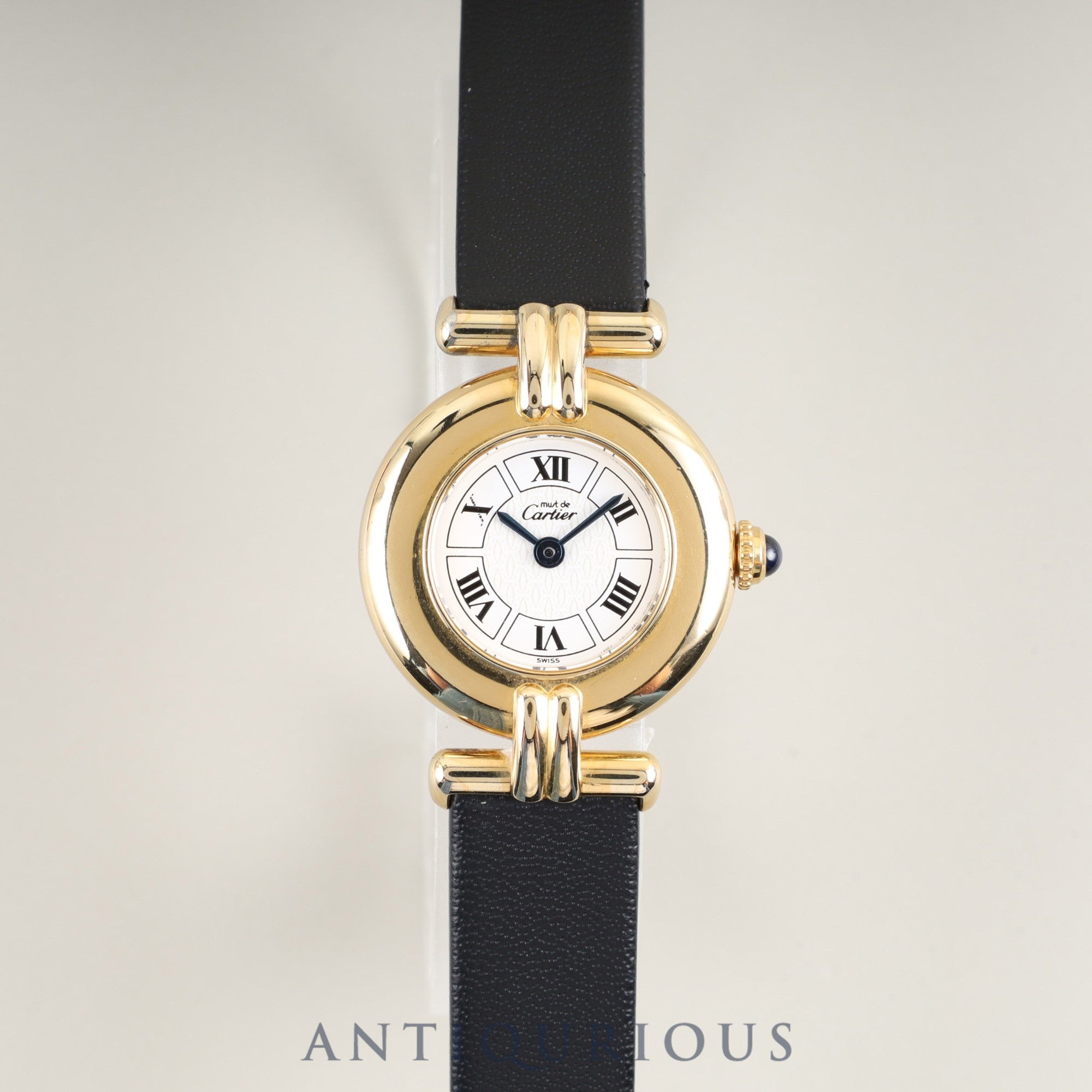 カルティエ マストコリゼ W1009954 / 1902 クォーツ SV925 革 純正尾錠(GP)ホワイト飛びローマンCC文字盤 オーバーホール済み