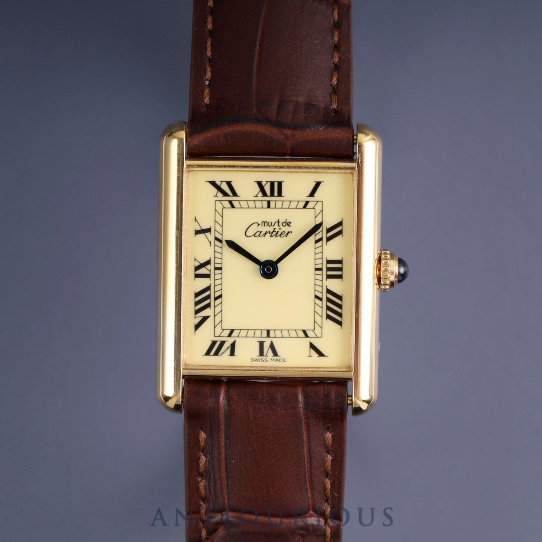 カルティエ マストタンク LM 1615 クォーツ Cal.- SV925 革 純正Dバックル(GP) アイボリーローマン文字盤 1996年頃〜1998年頃 カルティエブティックにてコンプリートサービス済み