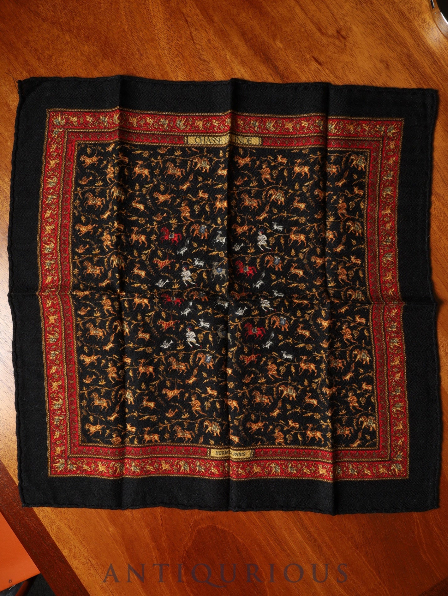 エルメス スカーフ カレ45 インドの狩猟 カシミア/SILK