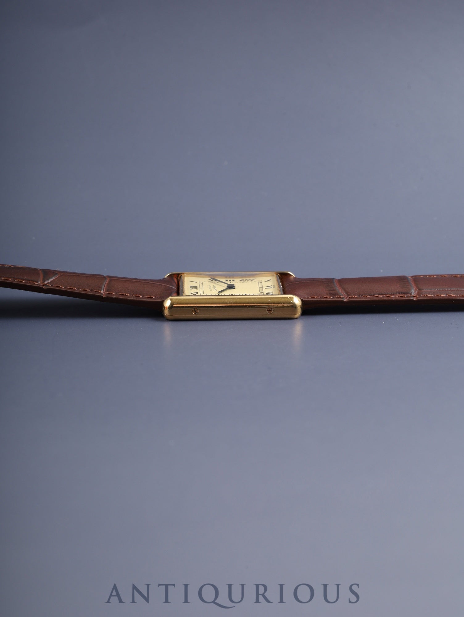 カルティエ マストタンク LM 590005 クォーツ Cal.90 SV925 革 純正尾錠(GP)アイボリーローマン文字盤(SWISS表記) オーバーホール済み