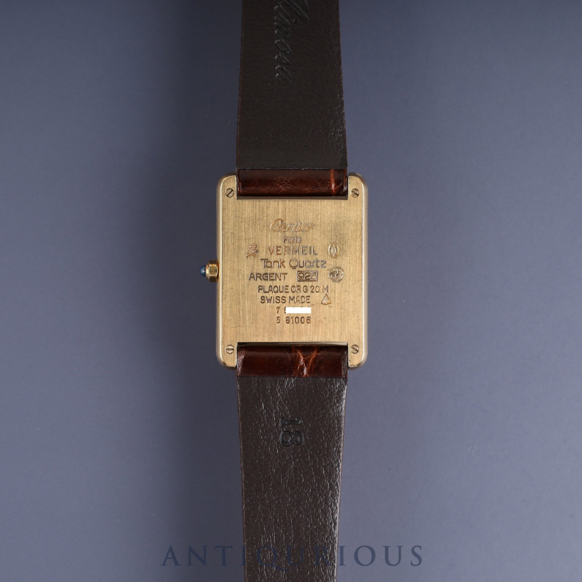 Cartier Must Tank LM 6 81006 Quartz Caliber 81 SV925 Leather Strap with Genuine GP Buckle, Ivory Cloisonné Dial, Overhauled