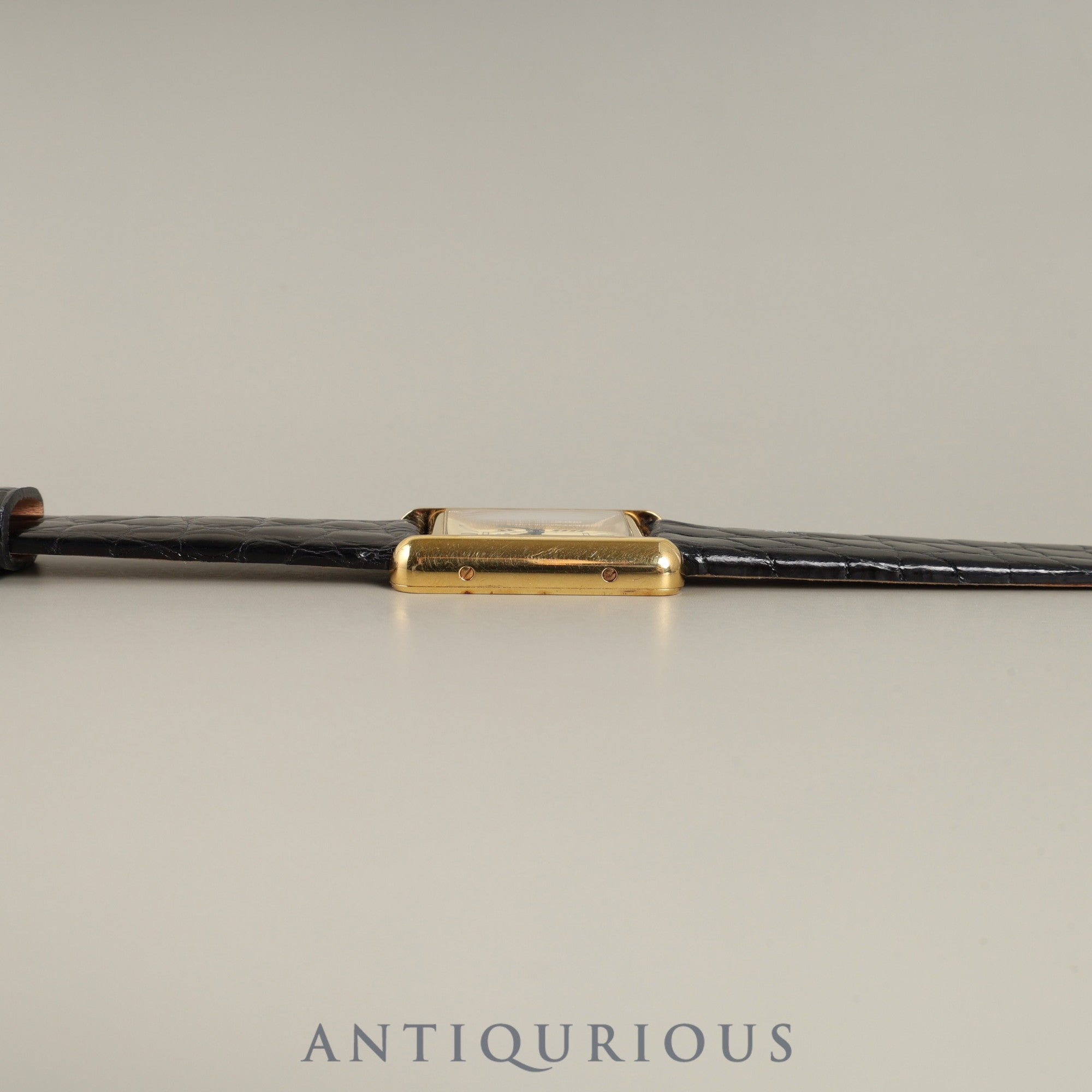 Cartier Must Tank MM 2415 Quartz Caliber 057 SV925 Leather Strap with Genuine GP Buckle, Ivory Roman Dial, Overhauled