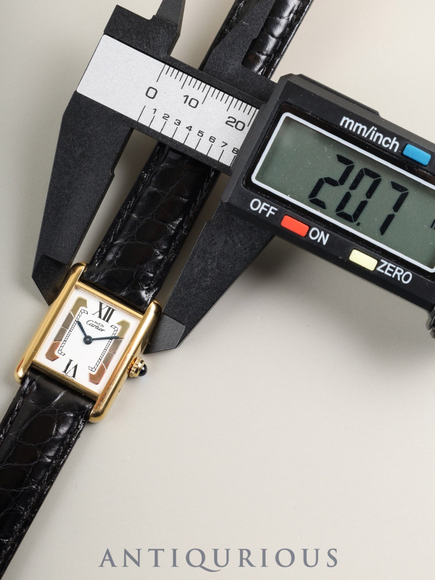 Cartier Must Tank SM 1613 Quartz Caliber 057 SV925 Leather Watch with Genuine D-Buckle (GP) and Side Trinity Dial (SWISS Markings), Circa 1982-1995, Box, Genuine Leather Strap, Overhauled