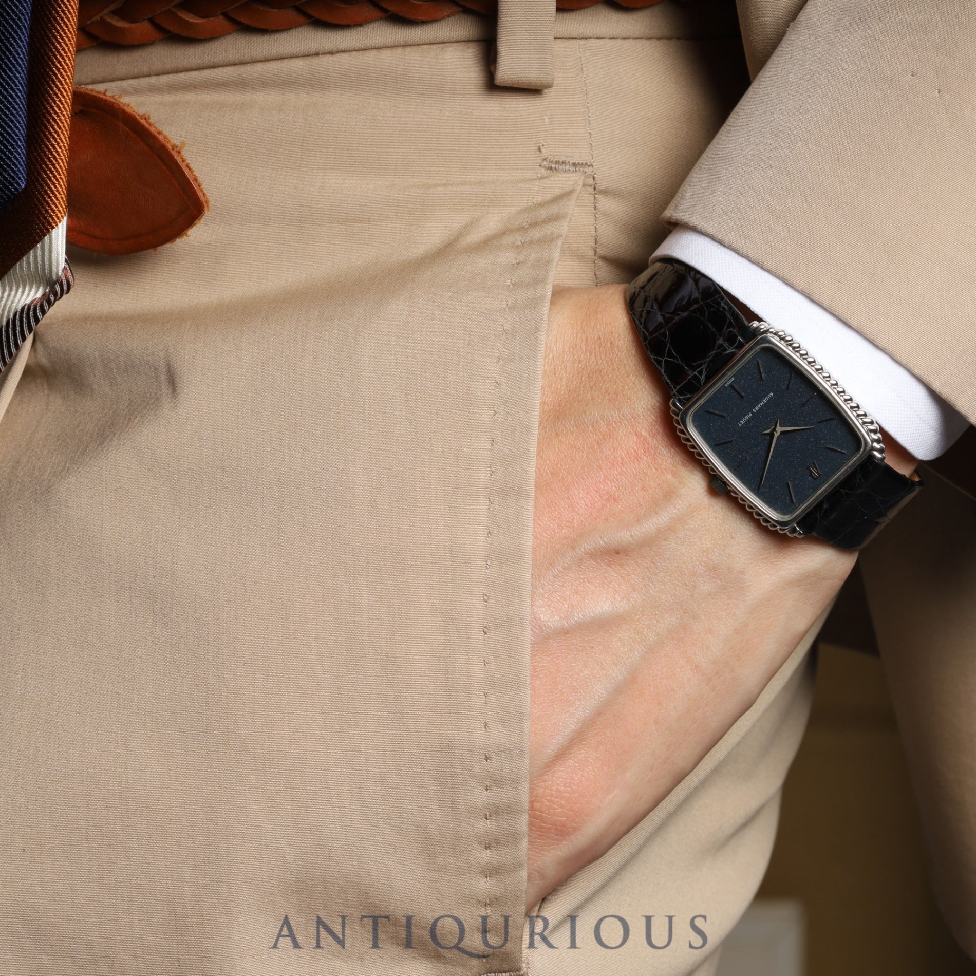 Audemars Piguet Rectangular 4249 Manual Winding Cal.2080 SS Leather Blue Dial