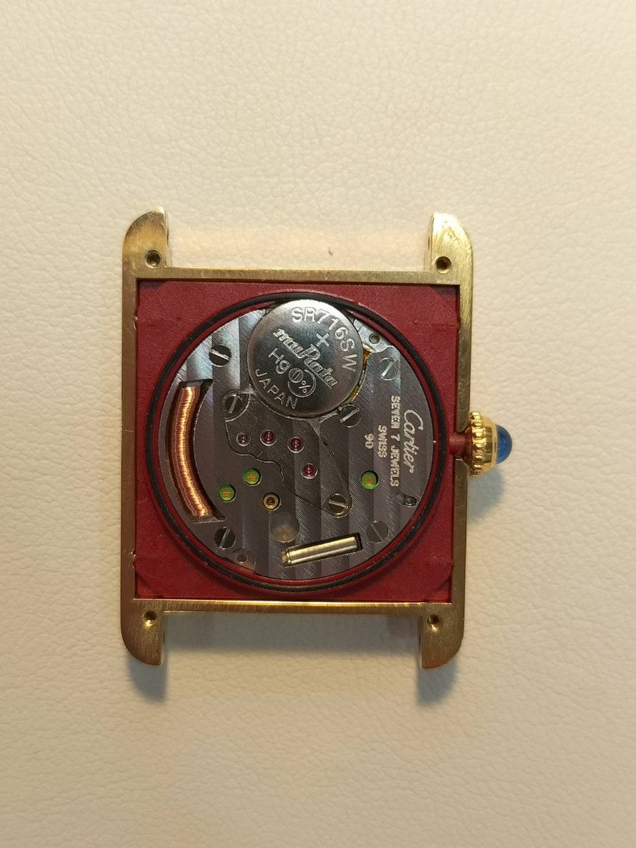 カルティエ マストタンク LM 590005 クォーツ Cal.90 SV925 革 純正尾錠(GP)サイドトリニティ文字盤 オーバーホール済み