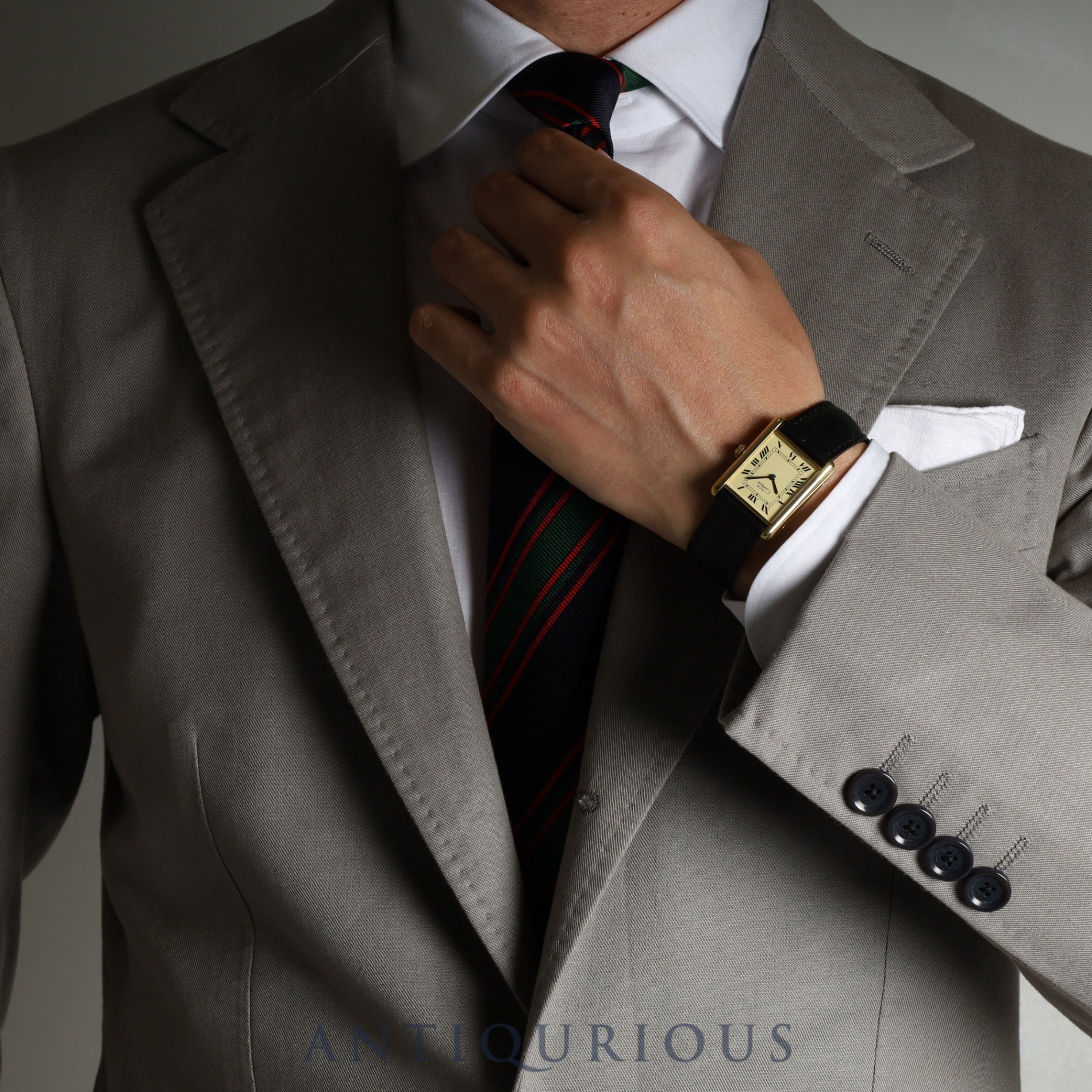 カルティエ マストタンク LM 手巻き Cal.78-1 SV925 革 純正Dバックル(GP)アイボリーローマン文字盤 オーバーホール済み