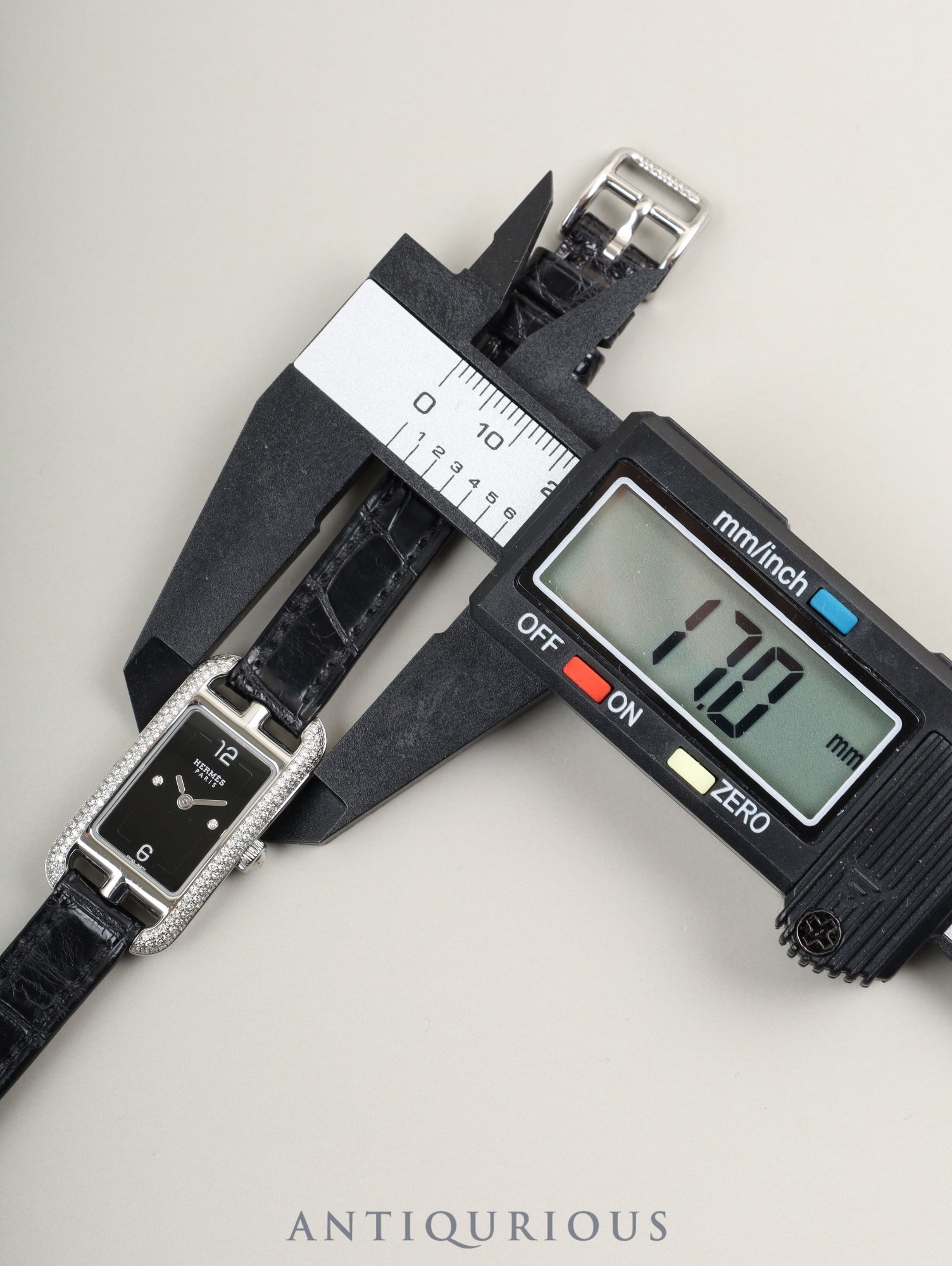 エルメス ナンタケット NA2.130 クォーツ SS 純正革ベルト(A刻印:2017年) 純正尾錠(SS) ブラック文字盤 ダイヤベゼル オーバーホール済み