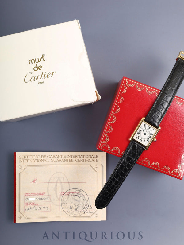 カルティエ マストタンク LM W1005654 / 590005 クォーツ Cal.690 SV925 革 純正Dバックル(GP)オパラン文字盤(SWISS表記)箱 冊子 保証書(1994年)オーバーホール済み