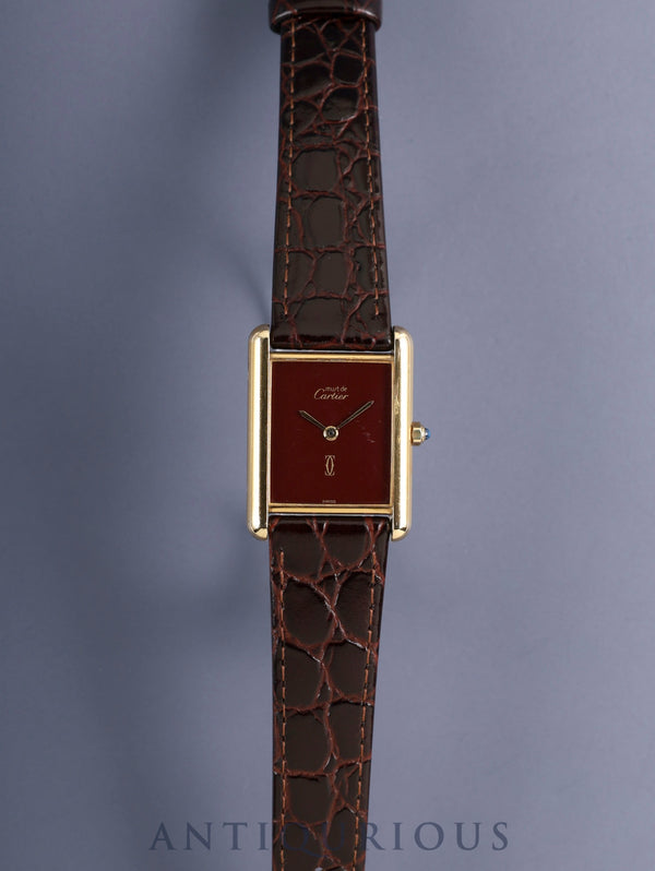 Cartier Must Tank LM 6 81006 Quartz Cal.690 SV925 Leather Genuine Pin Buckle (GP) Garnet Dial Bordeaux Dial (SWISS marking) Overhauled