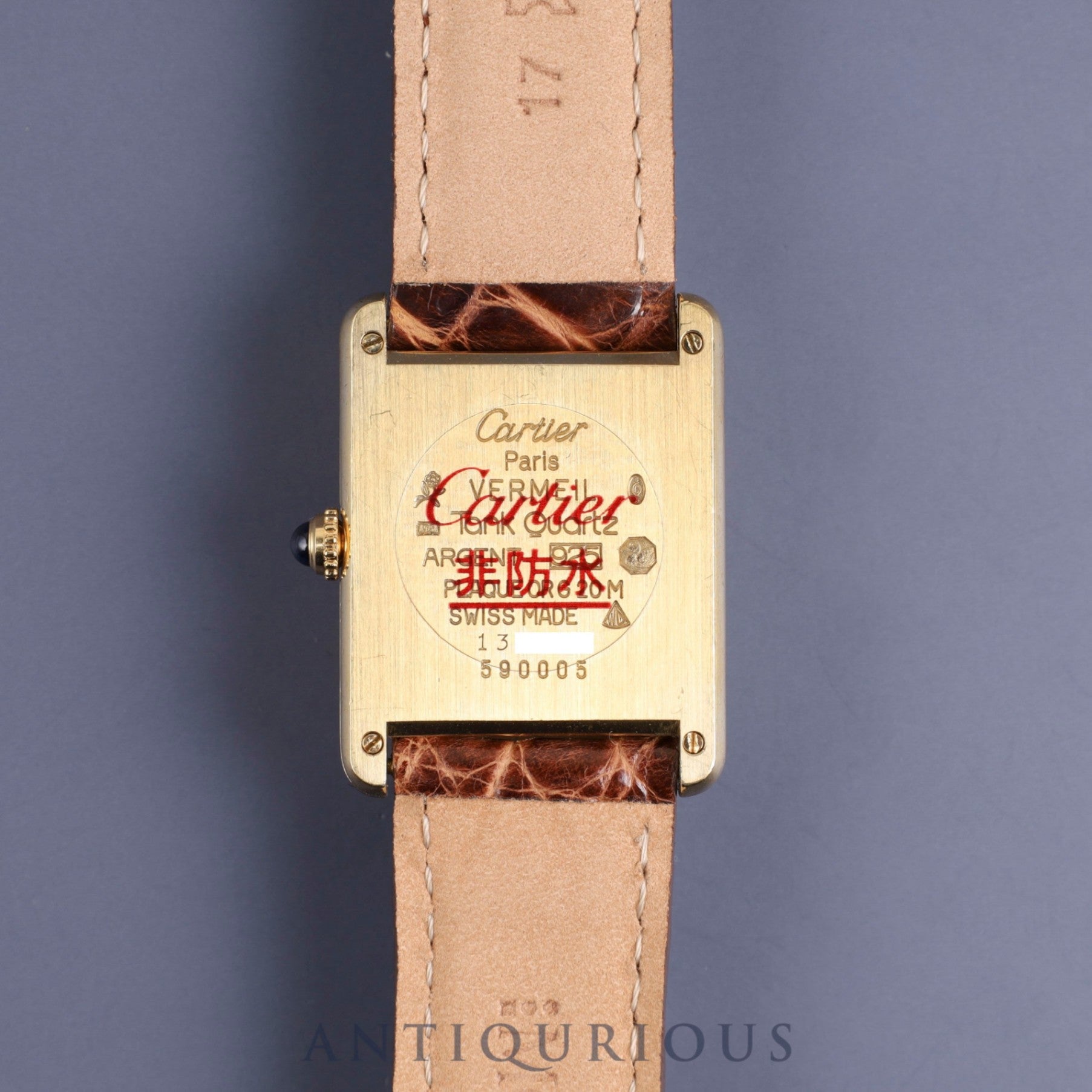 Cartier Must Tank LM 590005 Quartz SV925 Leather Genuine Buckle (GP) Ivory Roman Dial Complete service (full maintenance) completed at Cartier boutique