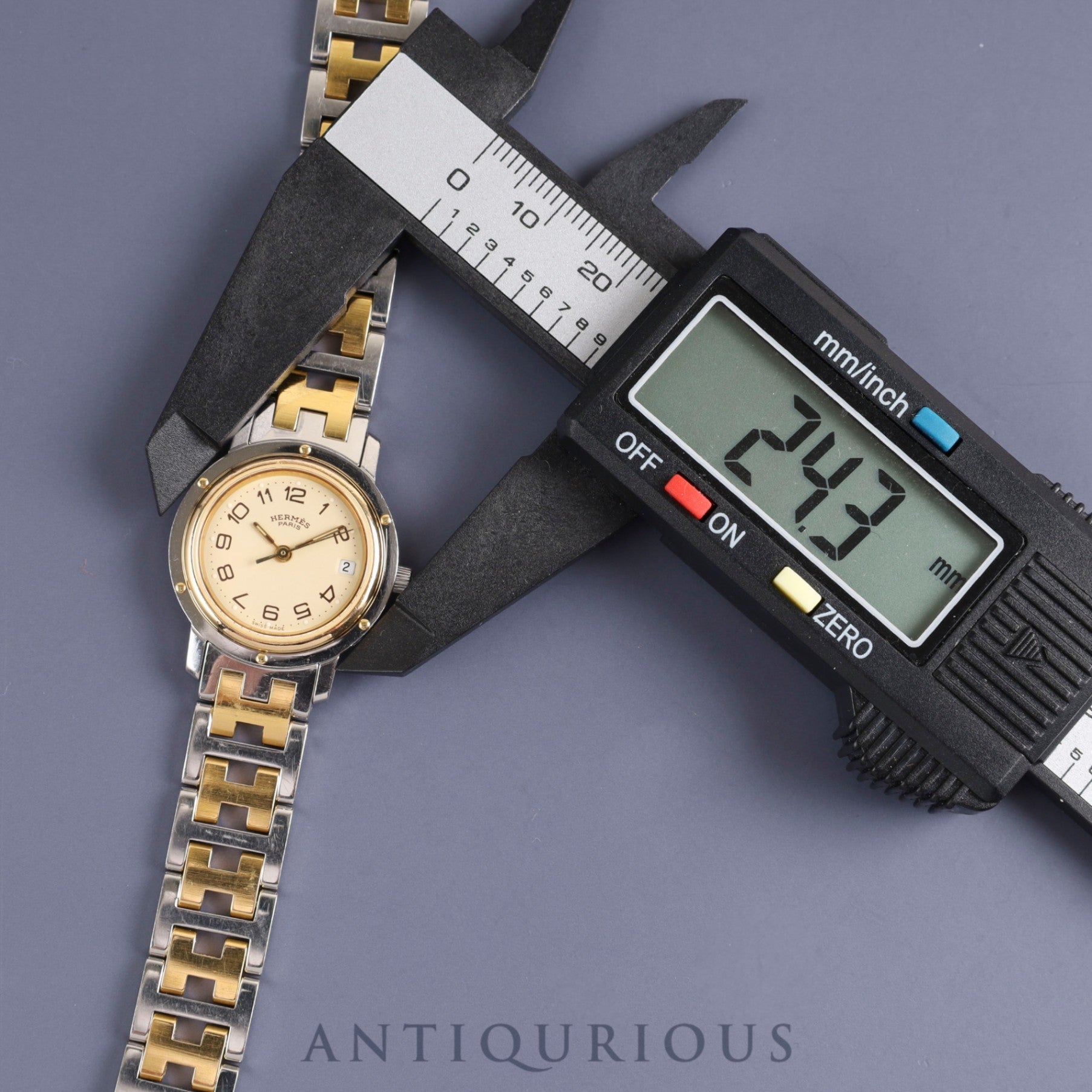 Hermes Clipper CL3.240 Quartz SS/GP Ivory Dial Box Warranty Overhauled