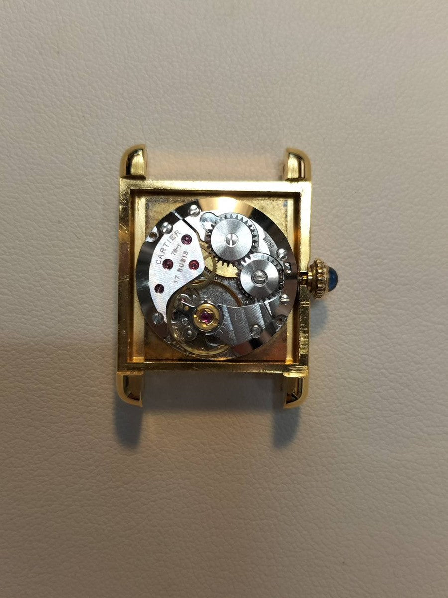 カルティエ マストタンク SM 手巻き Cal.78-1 革 純正尾錠(GP) スクエアトリニティ文字盤(SWISS表記)オーバーホール済み