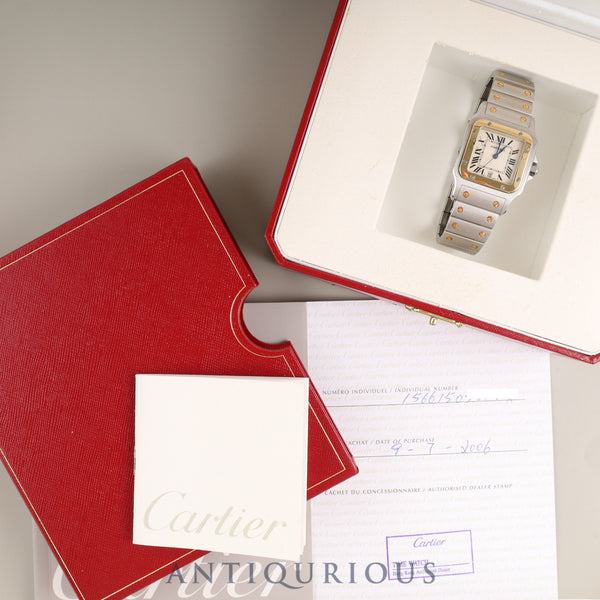 Cartier Santos Galbee LM W20011C4/1566 Quartz Cal.687 Stainless Steel/Yellow Gold Ivory Dial Box Booklet Warranty (2006) Overhauled