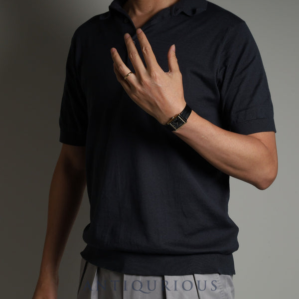 Cartier Must Tank LM Manual winding 19749 o/w Cal.78-1 SV925 Leather Genuine buckle (GP) Black Roman dial Box Warranty (1980)