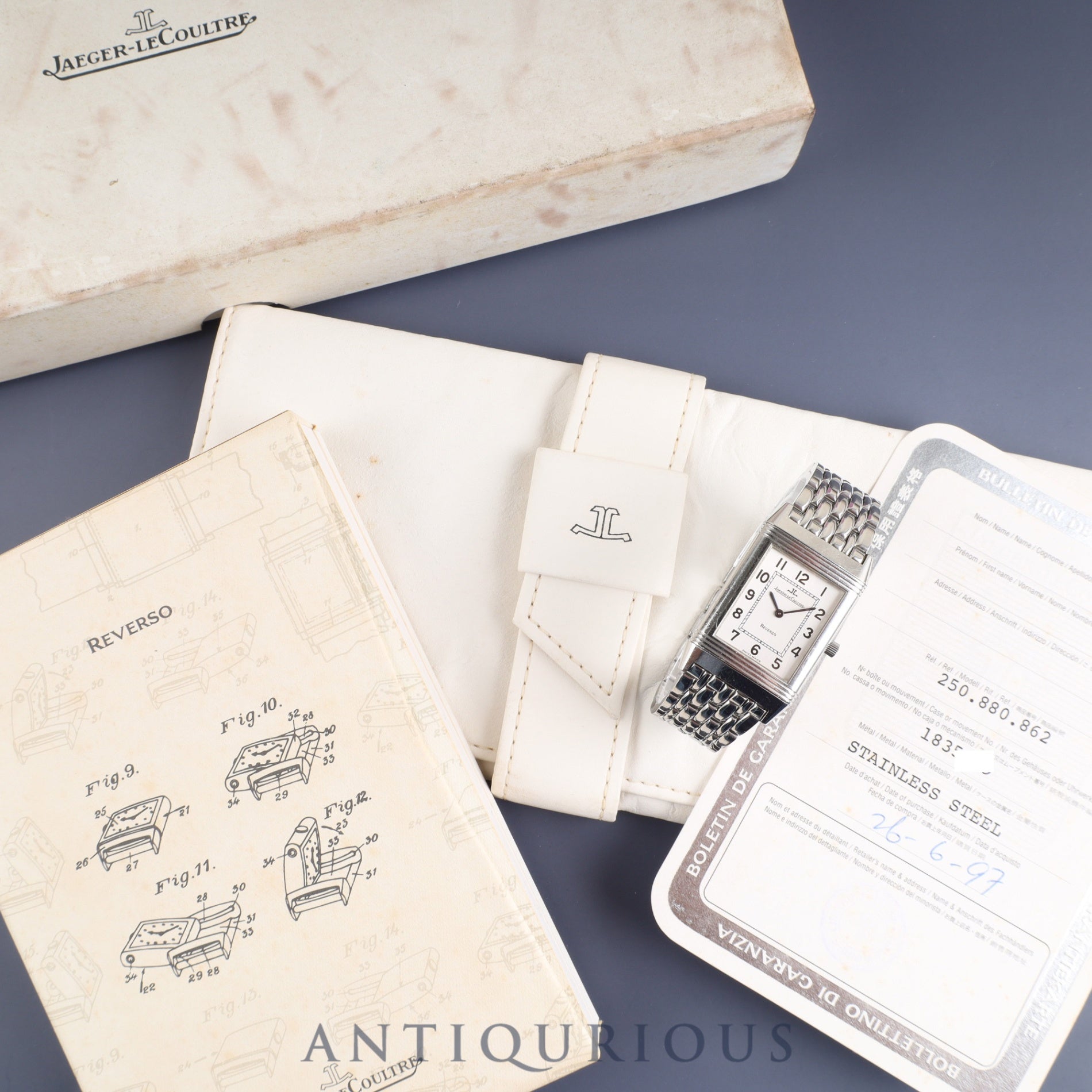 Jaeger-LeCoultre Reverso Classic Q2508120 / 250.8.86 Manual winding Cal.846/1 SS SS Silver dial Box Case Booklet Warranty (1997) Overhauled