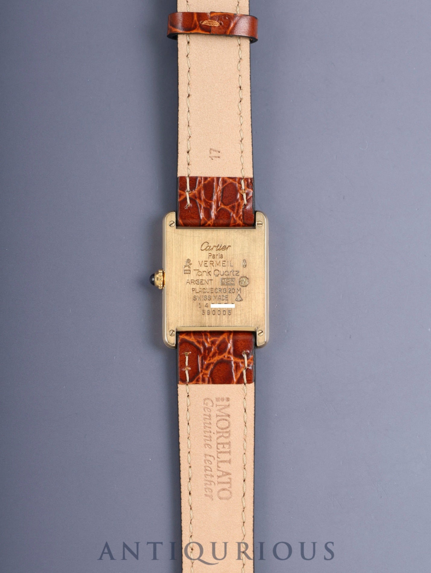 カルティエ マストタンク LM 590005 クォーツ Cal.90 SV925 革 純正ピンバックル(GP)アイボリーローマン文字盤(SWISS表記) オーバーホール済み