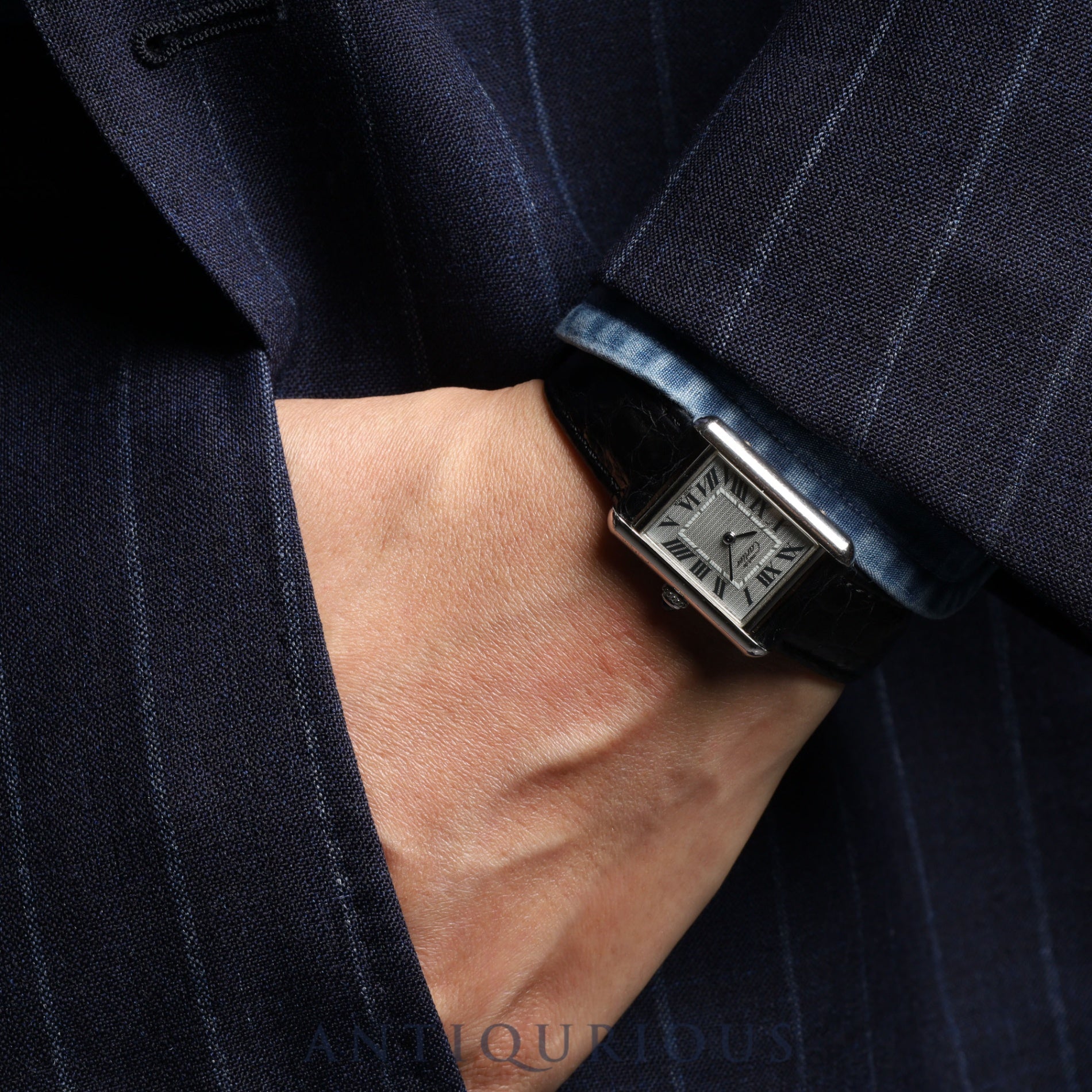 Cartier Must Tank MM 2416 Quartz Cal.057 SV925 Leather Genuine D Buckle (SS) Silver Roman Dial Overhauled