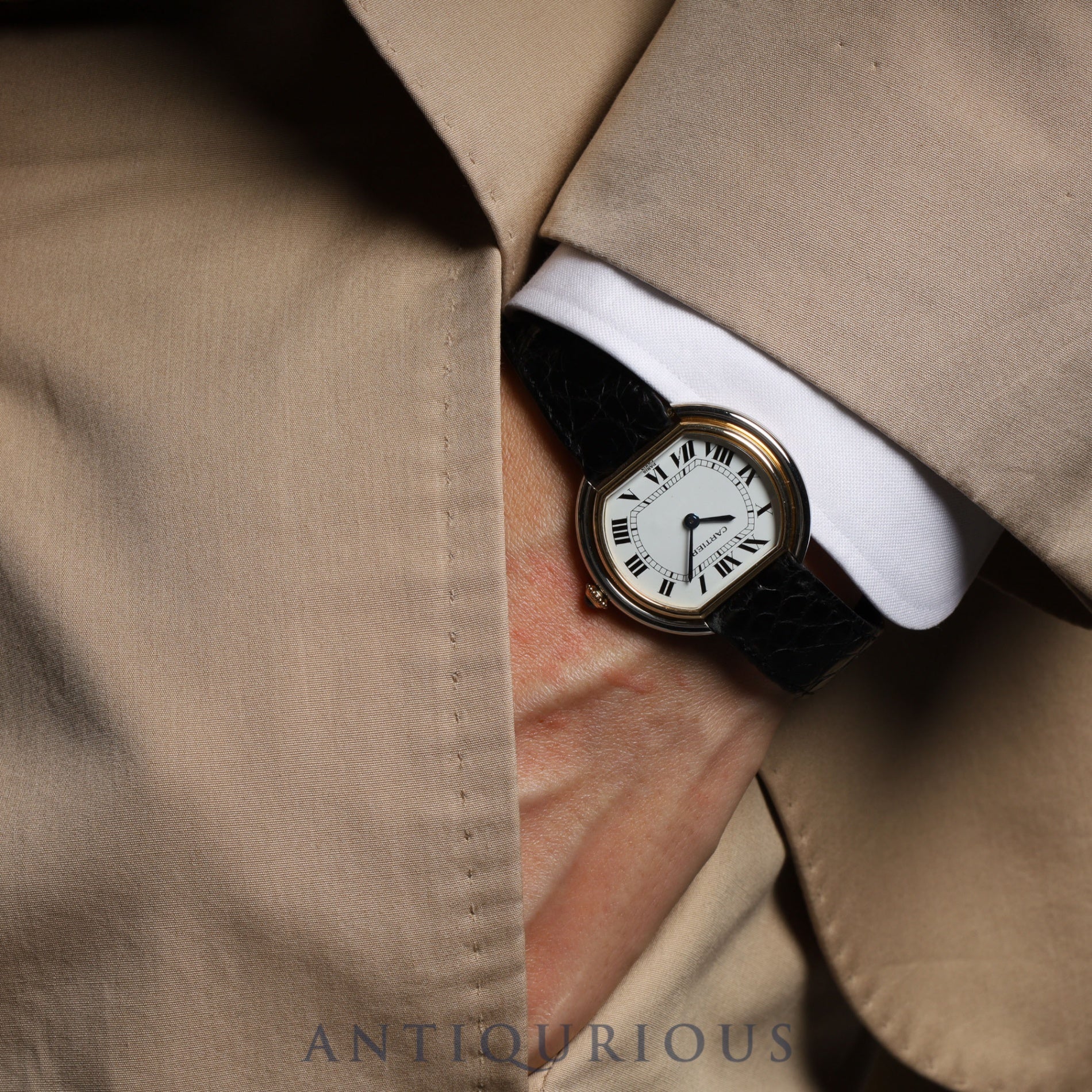 Cartier Ellipse LM 78091 Manual winding Cal.78-1 ETA 2512-1 YG/WG Leather Genuine buckle (750) White dial