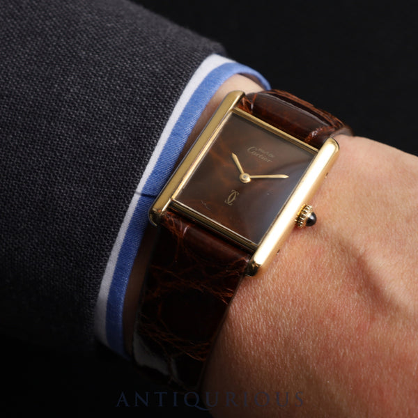 Cartier Must Tank LM Manual winding Cal.78-1 SV925 Leather Genuine buckle (GP) Mahogany dial Overhauled
