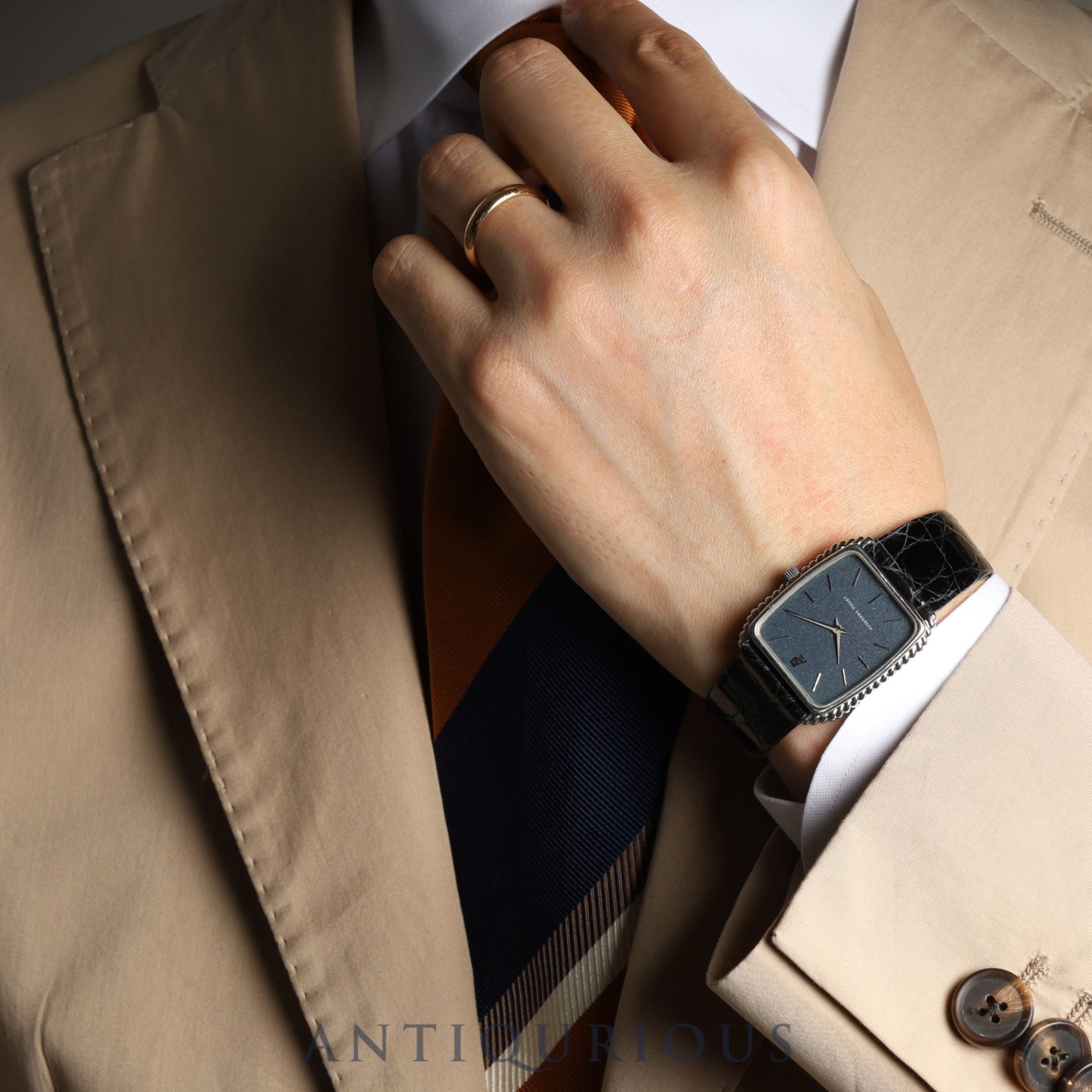 Audemars Piguet Rectangular 4249 Manual Winding Cal.2080 SS Leather Blue Dial