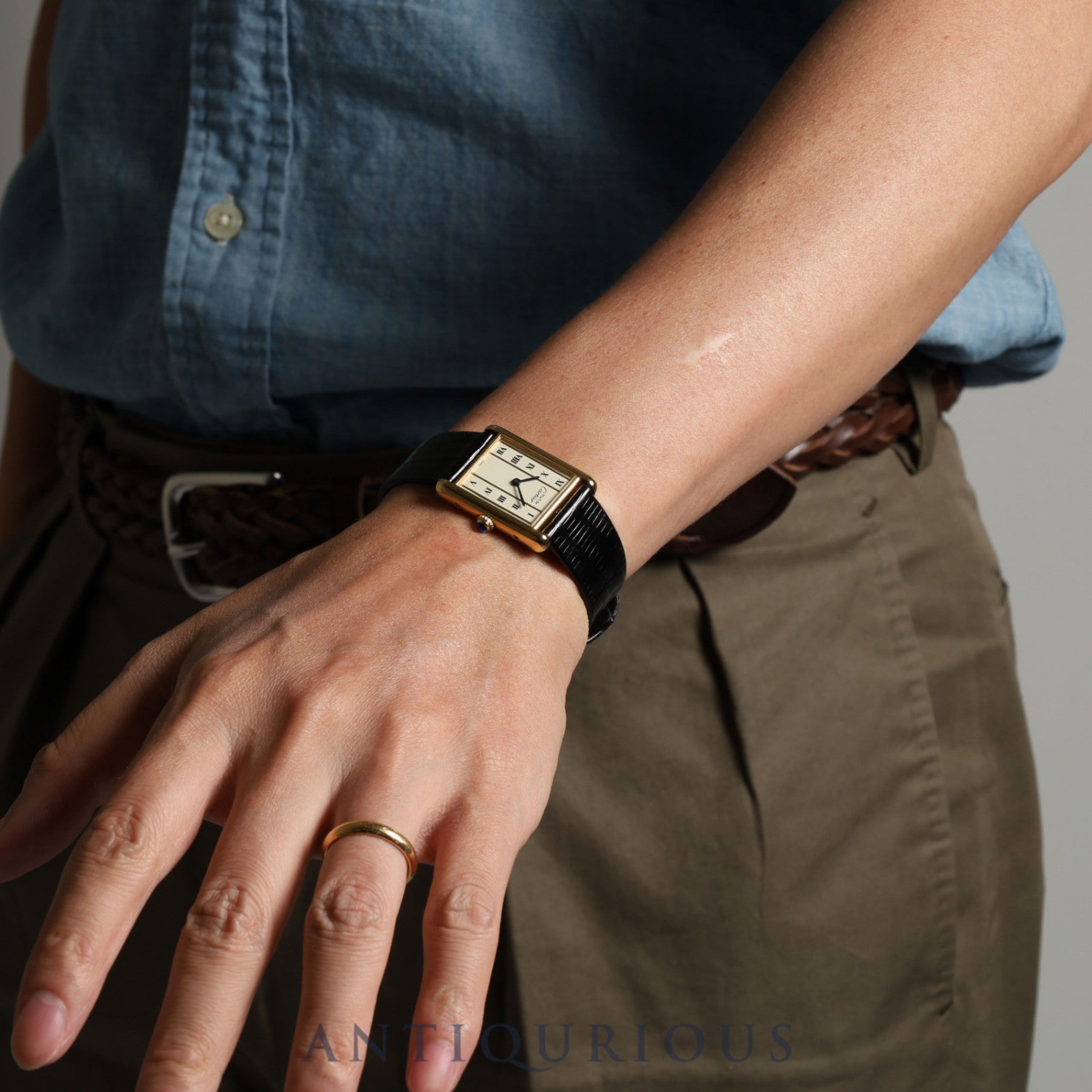Cartier Must Tank LM QZ 590005 Cal.690 SV925 Leather Genuine Buckle (GP) Vertical Roman Dial Overhauled