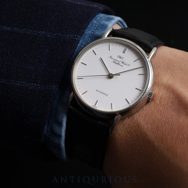 IWC Portofino 3514-001 Automatic SS Leather Genuine Buckle (SS) White Dial Warranty (1992) Booklet Overhauled IWC