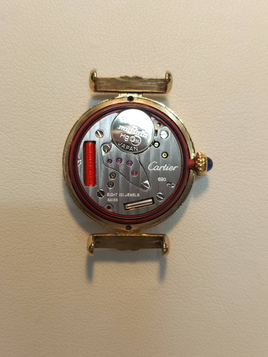 カルティエ マストコリゼ W1009954 / 1902 クォーツ Cal.690 SV925 革 純正尾錠(GP)ホワイト飛びローマンCC文字盤 オーバーホール済み