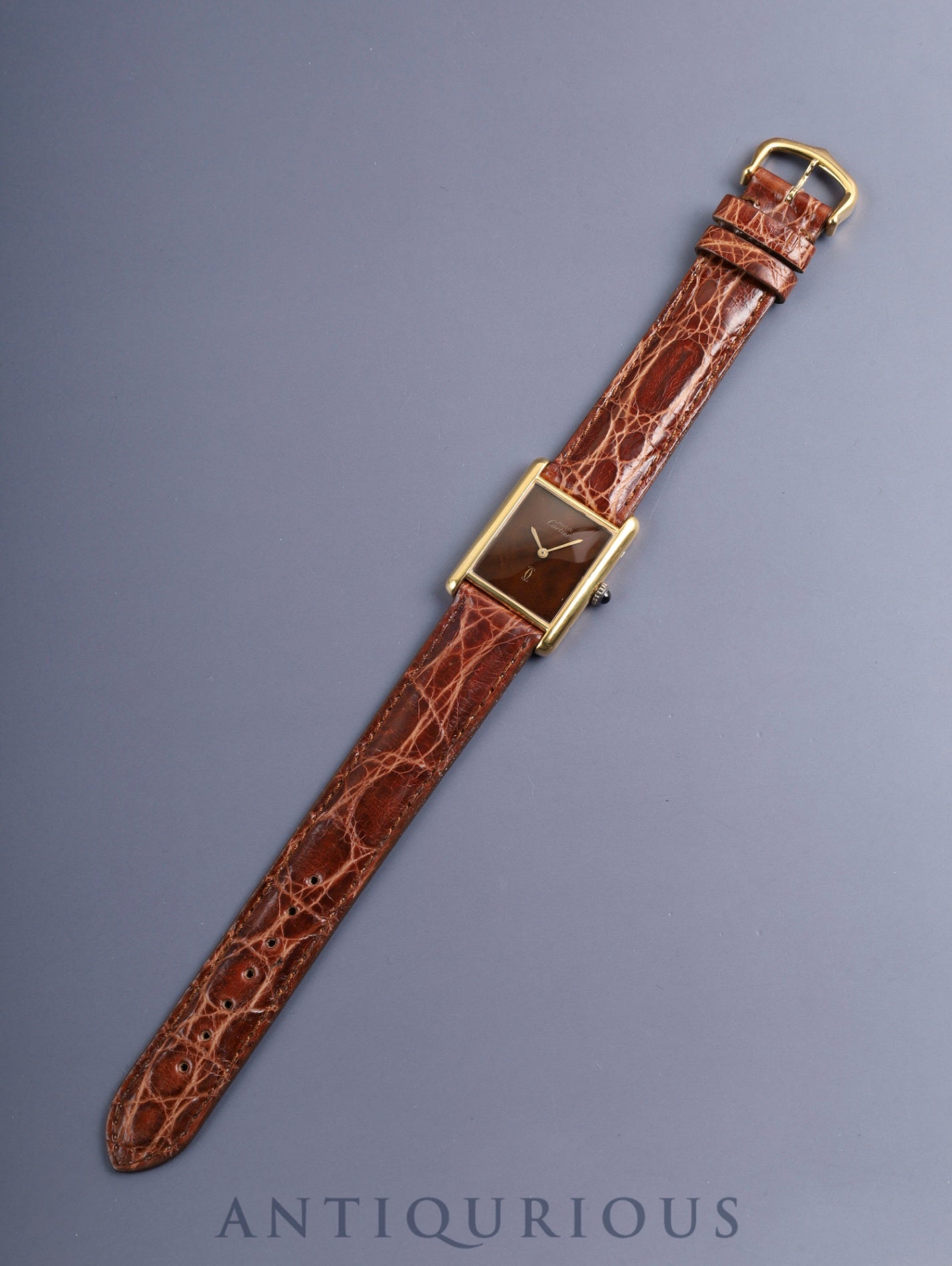 Cartier Must Tank LM Hand-wound Cal.78-1 SV925 Leather Original pin buckle (GP) Mahogany dial (SWISS inscription) Box Warranty (undated) Booklet Overhauled Polished