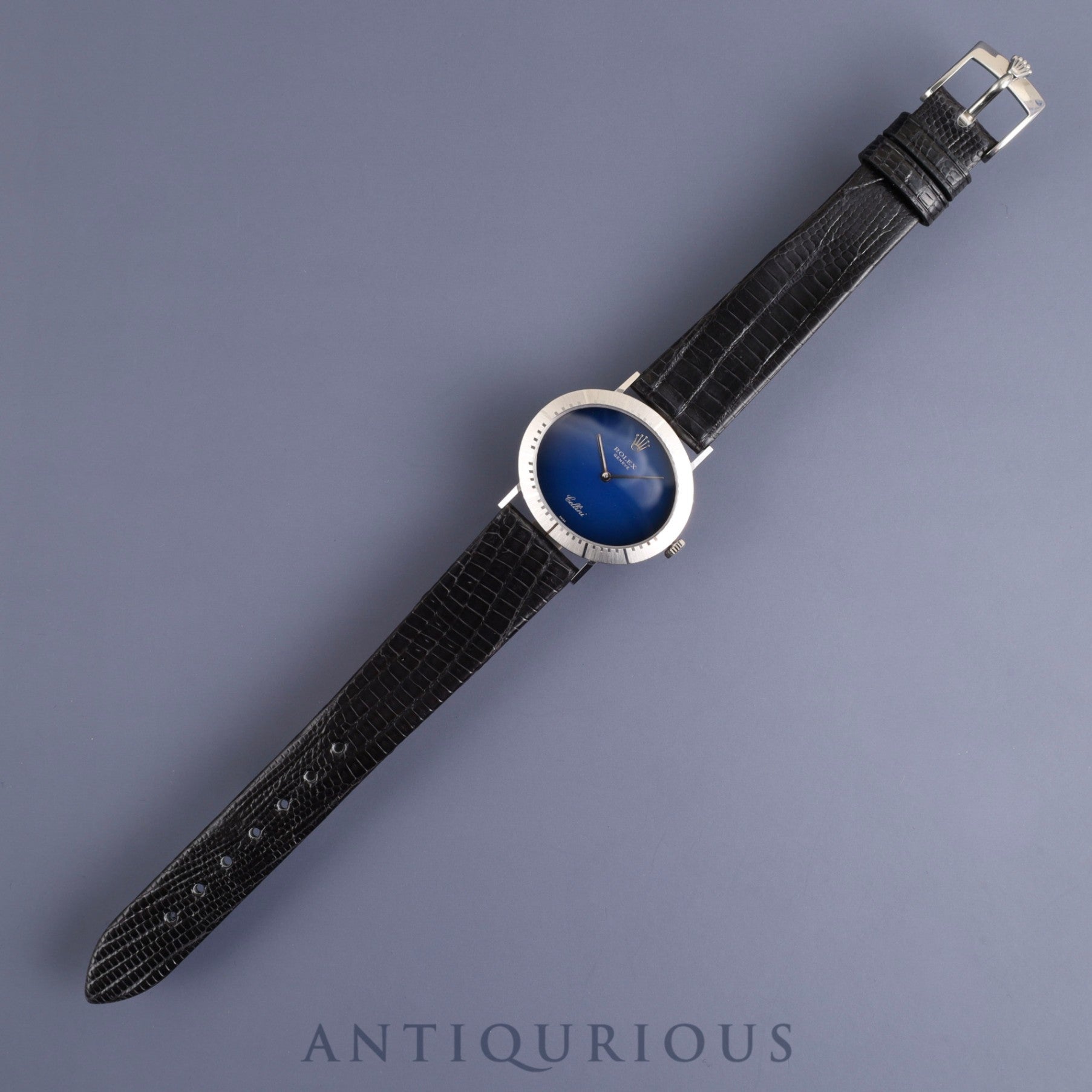 Rolex Cellini 4083 Manual winding Cal.1601 750 Leather Genuine buckle (SS) Blue gradient dial No. 43 (1975) Overhauled