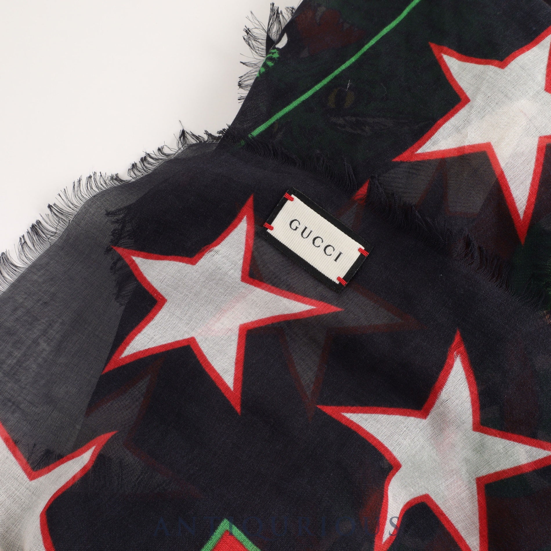 Gucci scarf tiger snake star rayon barcode tag