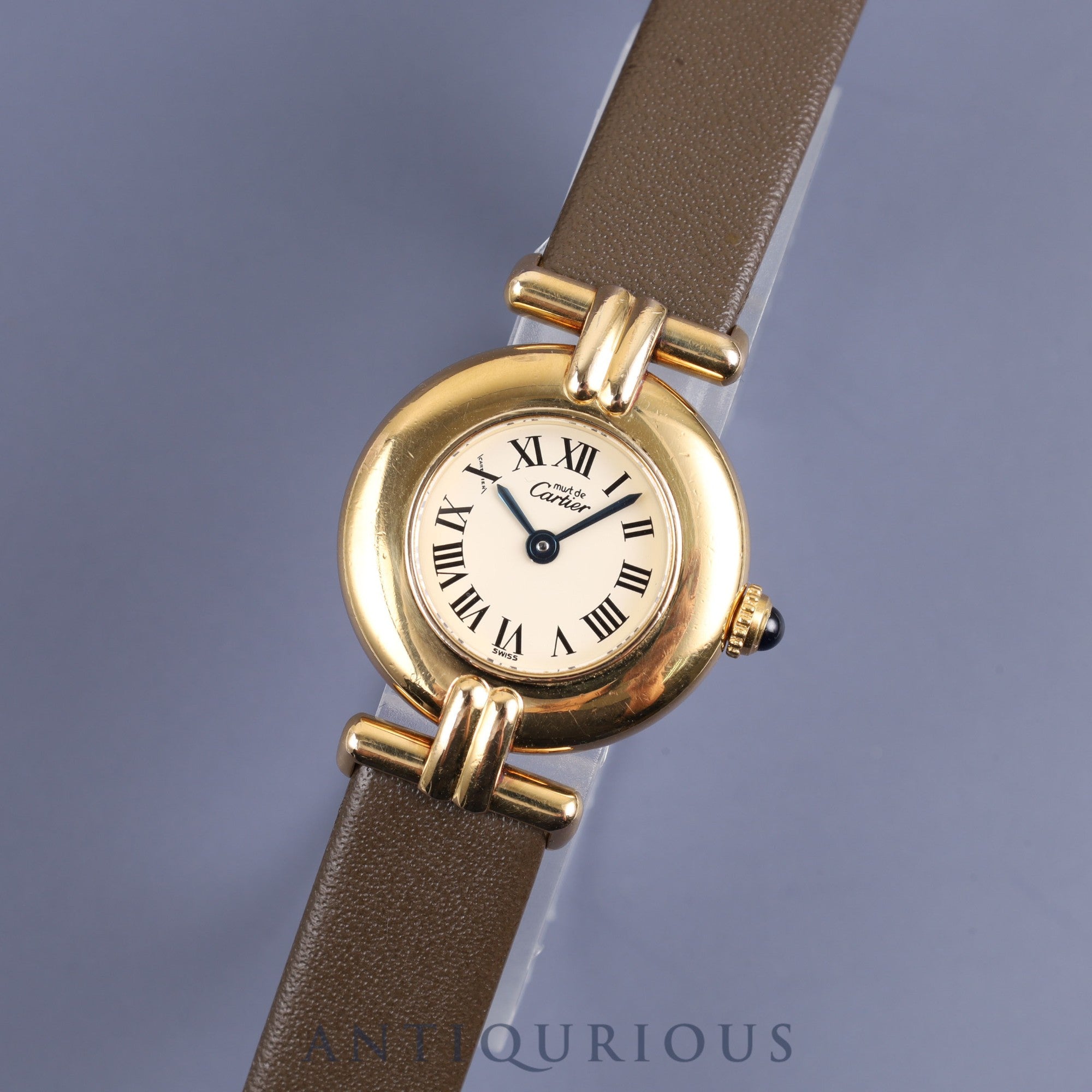 カルティエ マストコリゼ 590002 クォーツ SV925 革 純正尾錠(GP)アイボリーローマン文字盤 1980年代半ば~1994年頃 オーバーホール済み