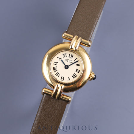 カルティエ マストコリゼ 590002 クォーツ SV925 革 純正尾錠(GP)アイボリーローマン文字盤 1980年代半ば~1994年頃 オーバーホール済み