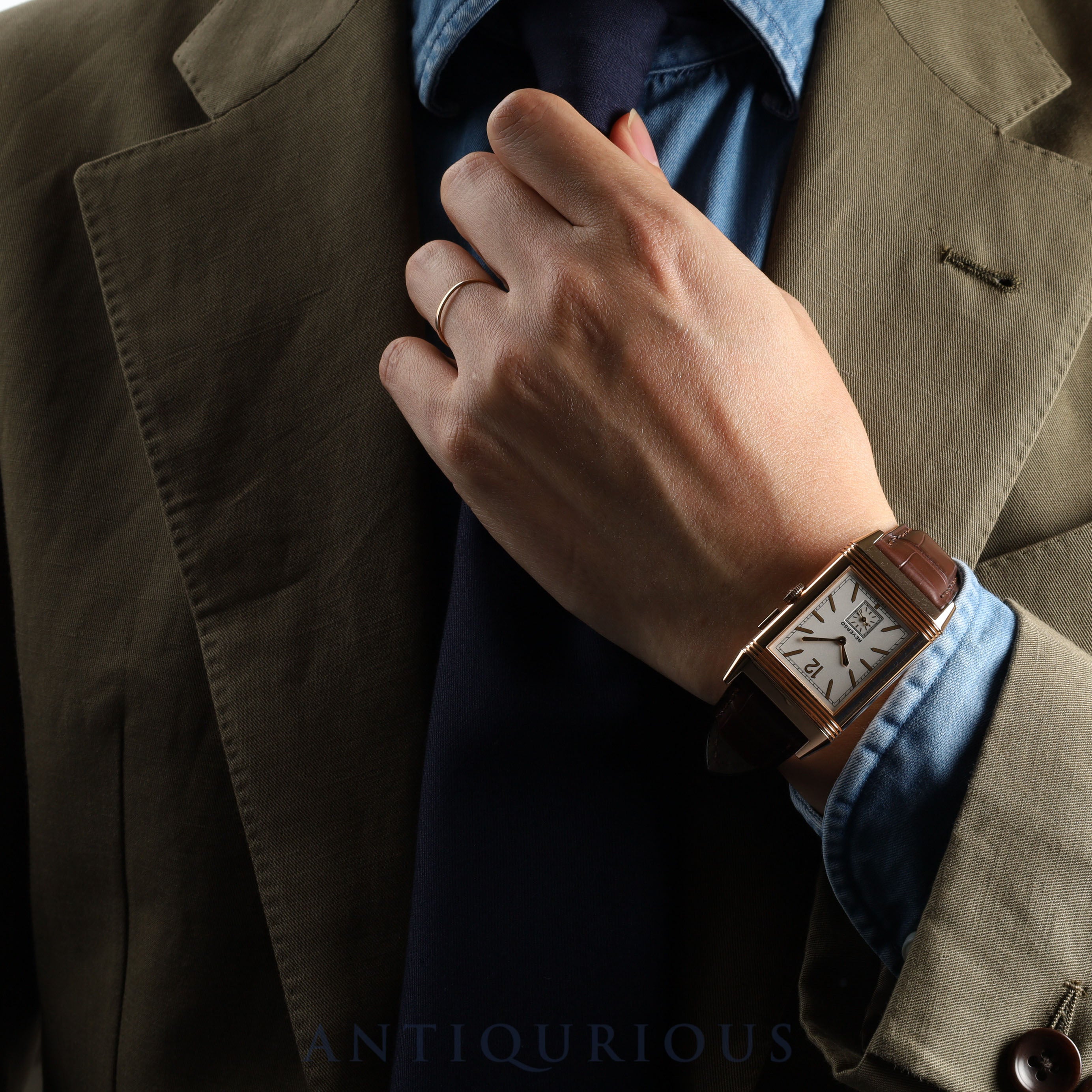 ジャガー・ルクルト グランドレベルソウルトラスリムデュオ 278.2.54/Q3782520 手巻き Cal.854 PG 革 純正尾錠(750)シルバー/ブラック文字盤 箱 保証書 (2017年)