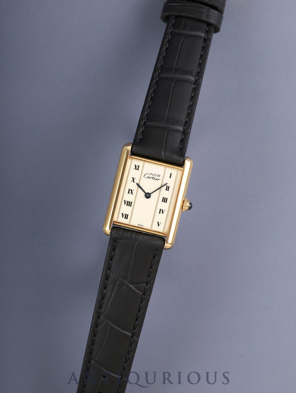 Cartier Must Tank LM W1002653 / 590005 Quartz Caliber 90 SV925 Leather Straight Roman Dial (SWISS Marking) Overhauled