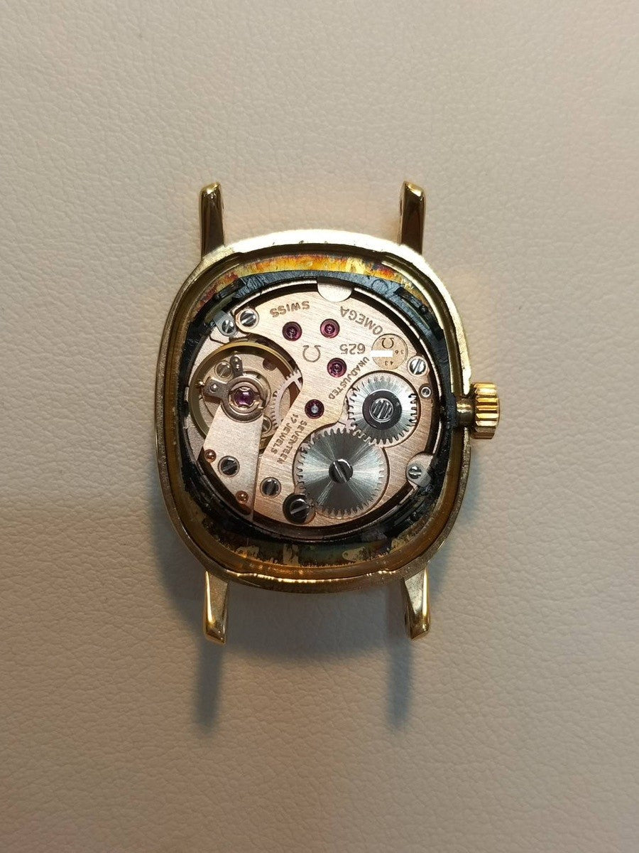 Omega De Ville manual winding Cal. 625 GP genuine leather strap genuine buckle (GP) gold dial overhauled