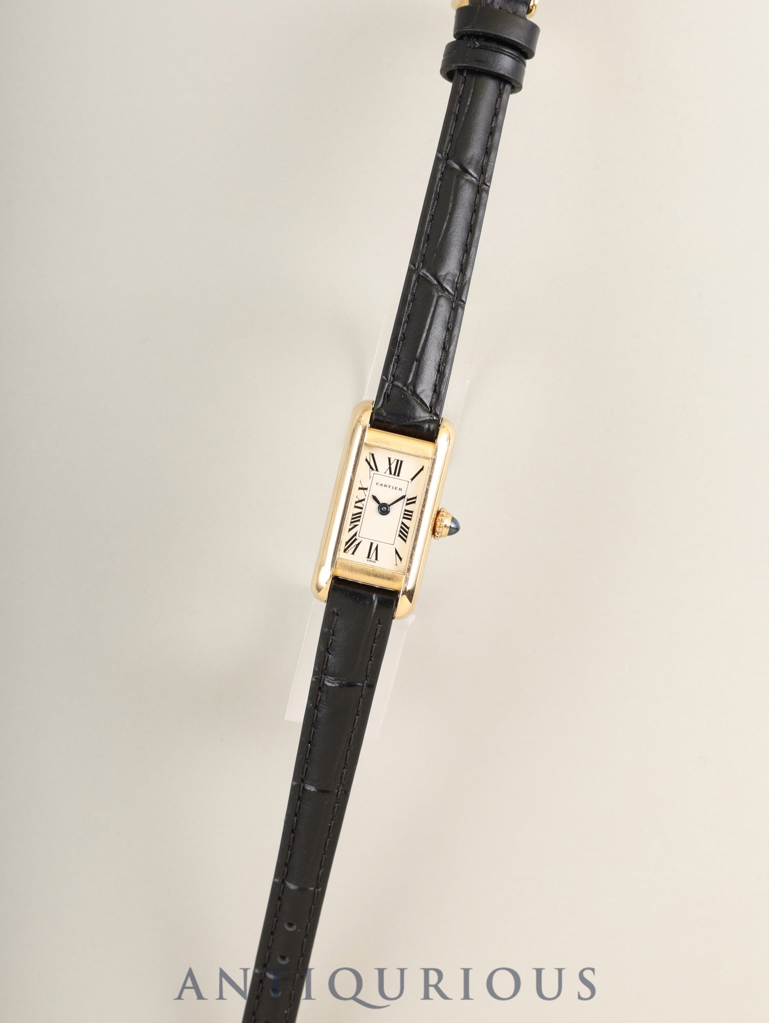 カルティエ タンク アロンジェ SM W1501753 / 828004 クォーツ Cal.028(ETA280.002) 750YG 革 社外ピンバックル(GP) アイボリーローマン文字盤 オーバーホール済み