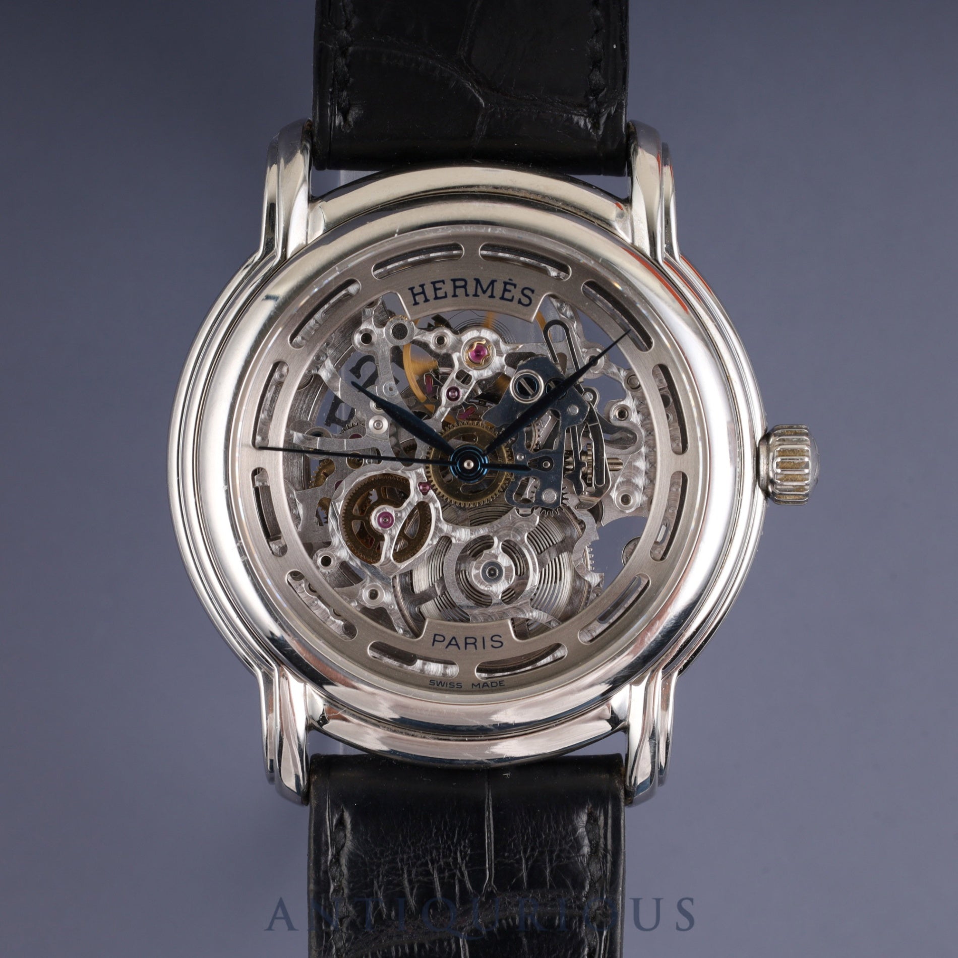 Hermès Sesame SM1.710 Automatic Caliber - Stainless Steel Genuine Leather Strap Genuine Buckle (SS) Skeleton Dial Warranty (2001) Box Booklet Overhauled