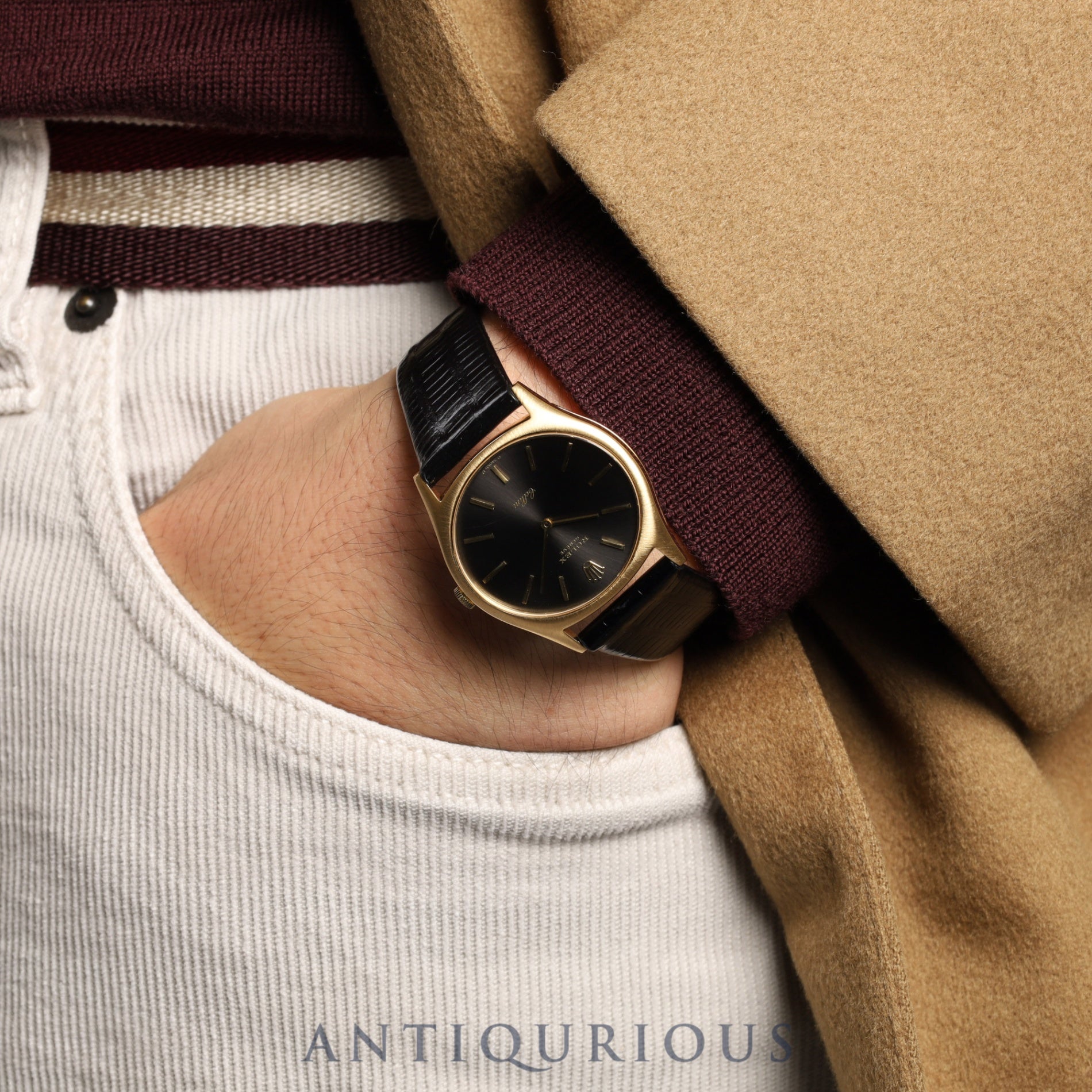 Rolex Cellini 3806/8 Manual winding Cal.1600 750 Leather Genuine buckle (GP) Black dial No. 40 (1974) Box International service warranty (2013) Overhauled